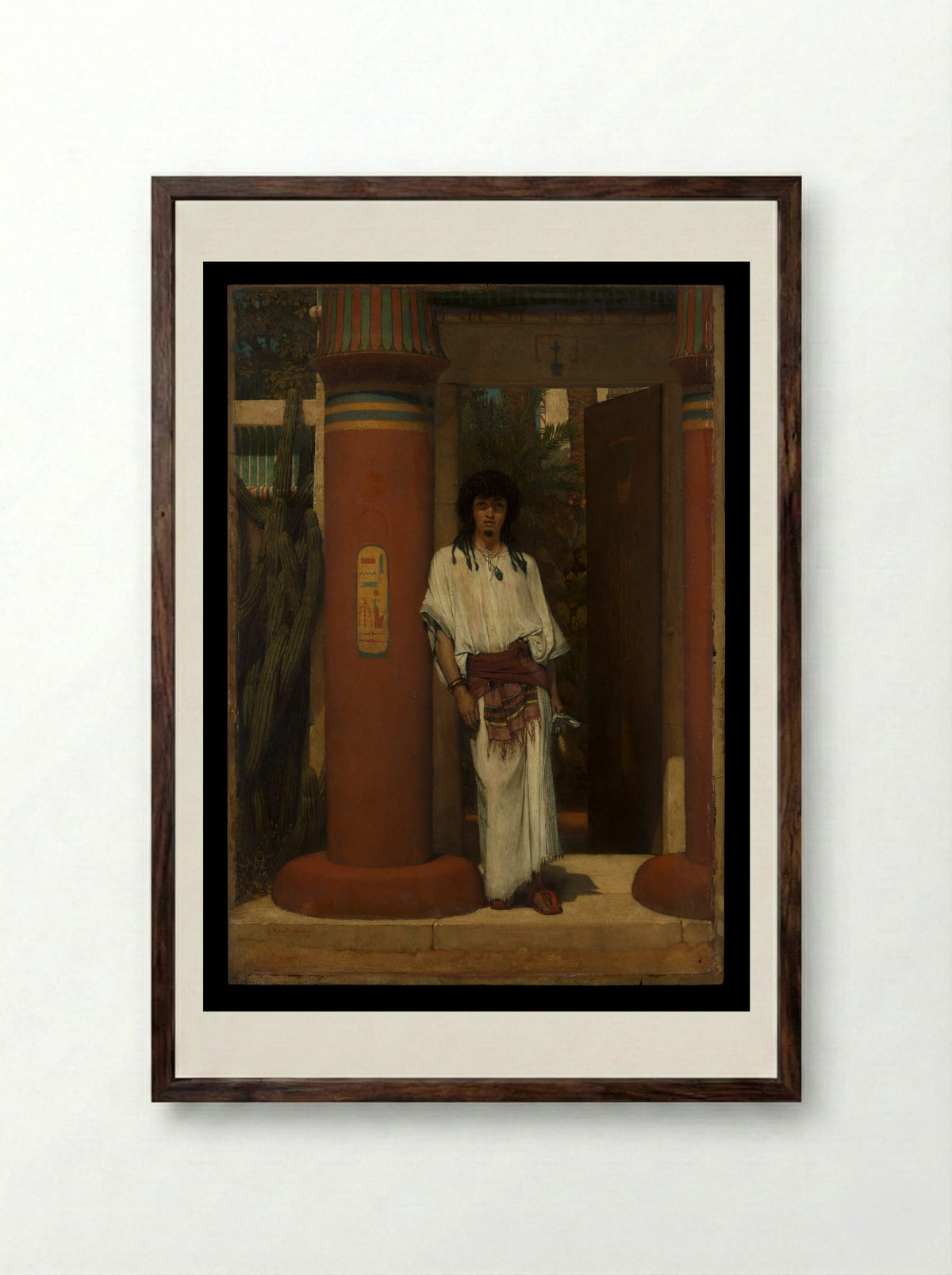 An Egyptian in a Doorway - Sir Lawrence Alma-Tadema - Framed Print Dark Wood
