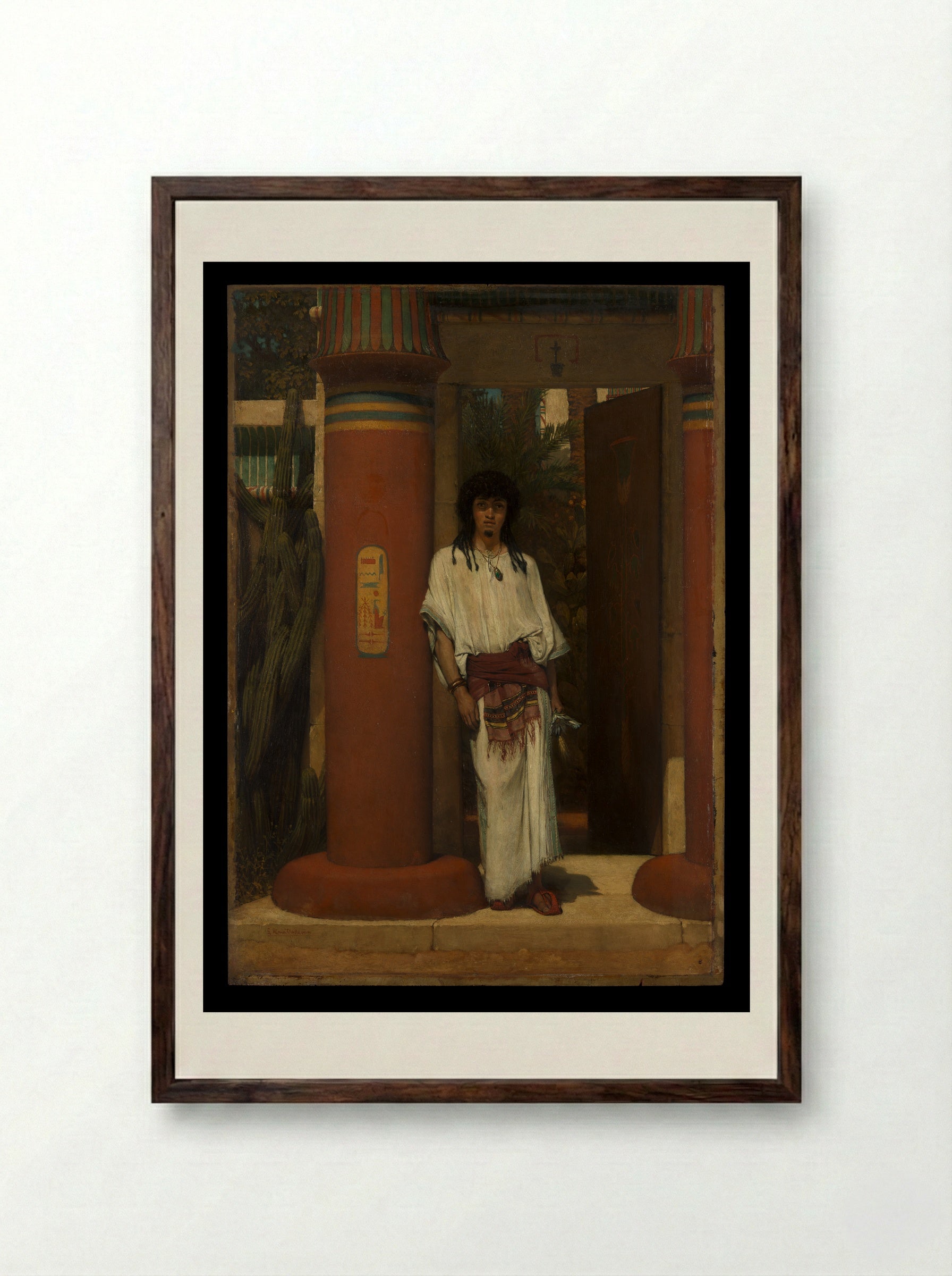 An Egyptian in a Doorway - Sir Lawrence Alma-Tadema - Framed Print Dark Wood