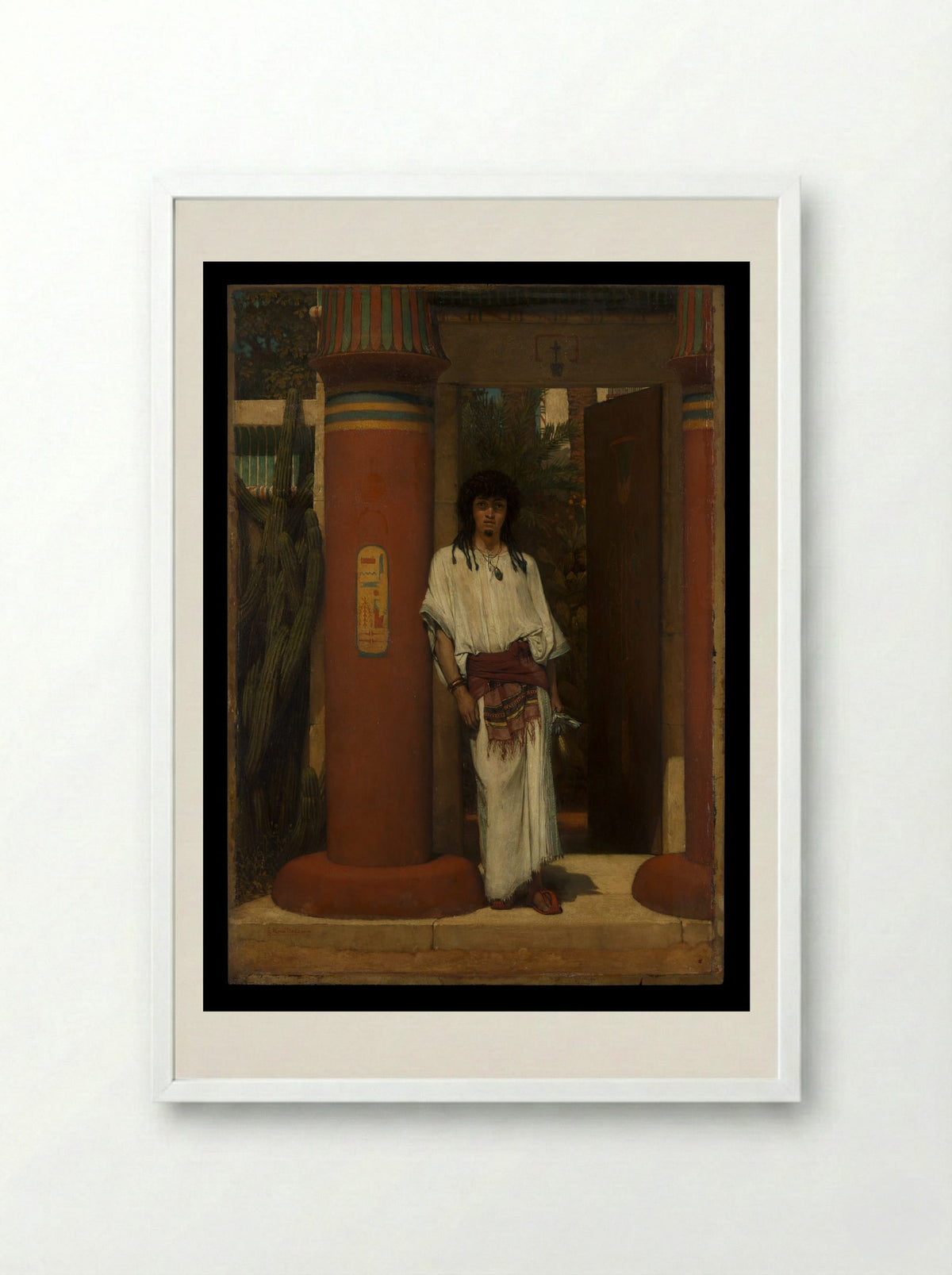 An Egyptian in a Doorway - Sir Lawrence Alma-Tadema - Framed Print White