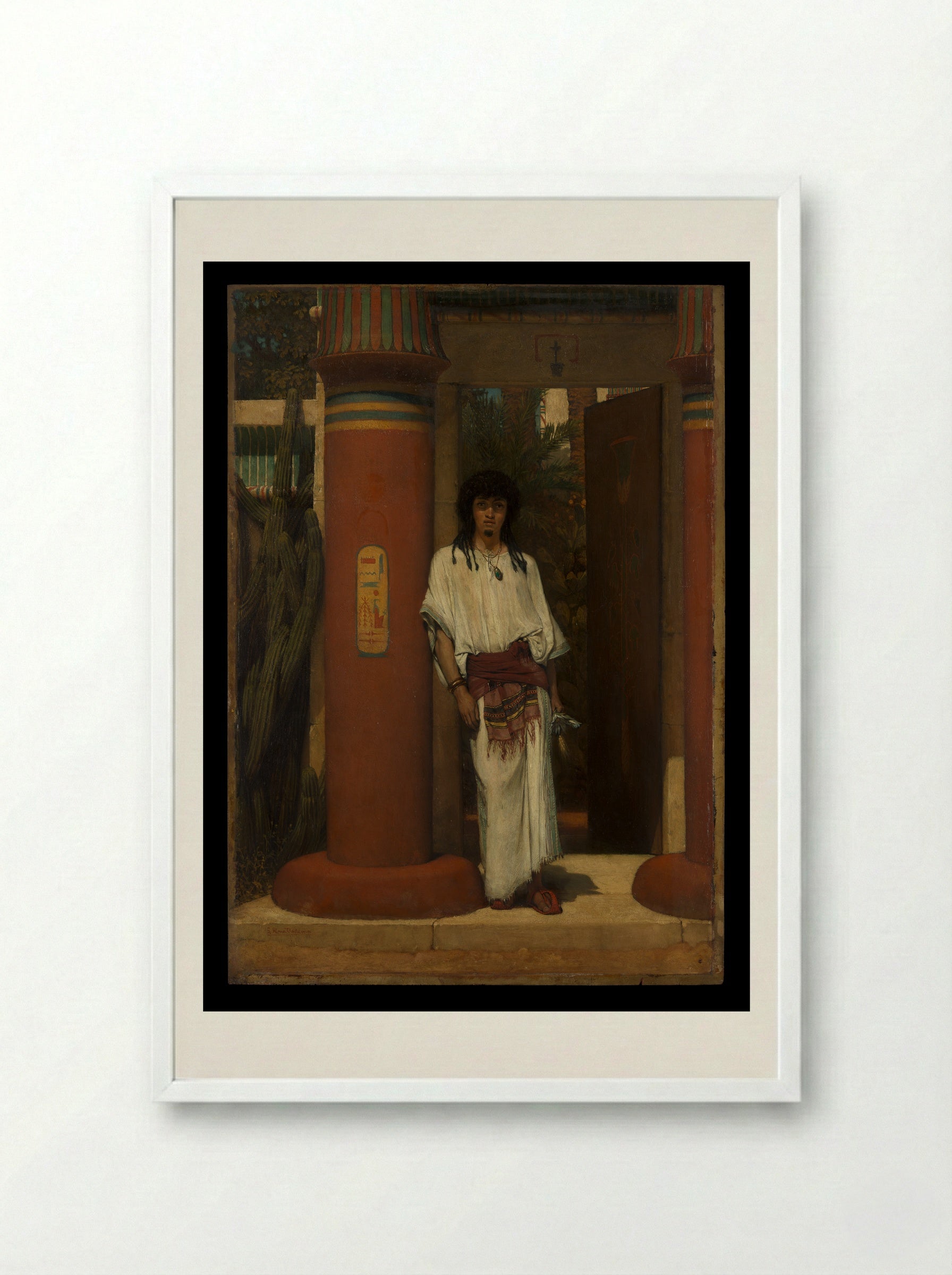 An Egyptian in a Doorway - Sir Lawrence Alma-Tadema - Framed Print White