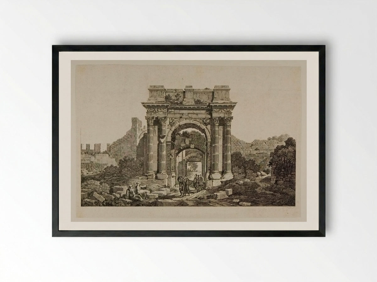 Ruins of a Roman Arch - Louis Joseph Masquelier - Framed Print Black