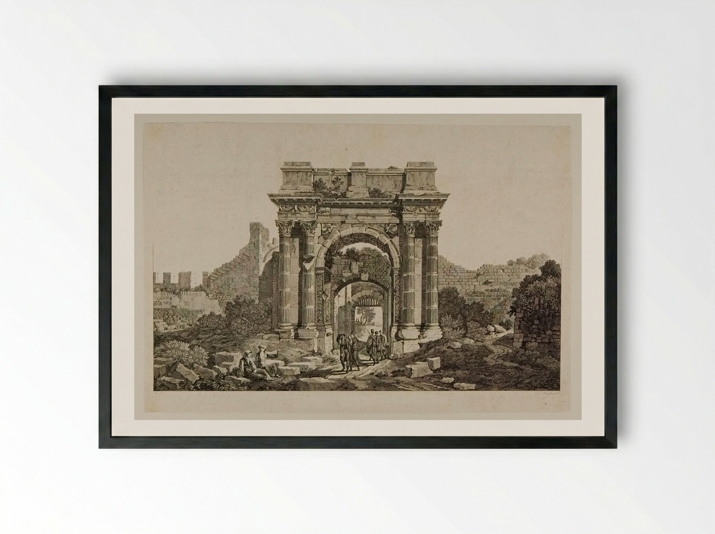 Ruins of a Roman Arch - Louis Joseph Masquelier - Framed Print Black