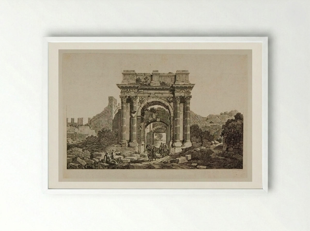 Ruins of a Roman Arch - Louis Joseph Masquelier - Framed Print White
