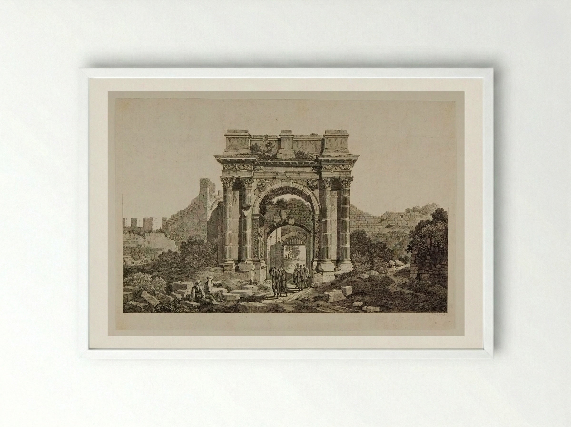 Ruins of a Roman Arch - Louis Joseph Masquelier - Framed Print White