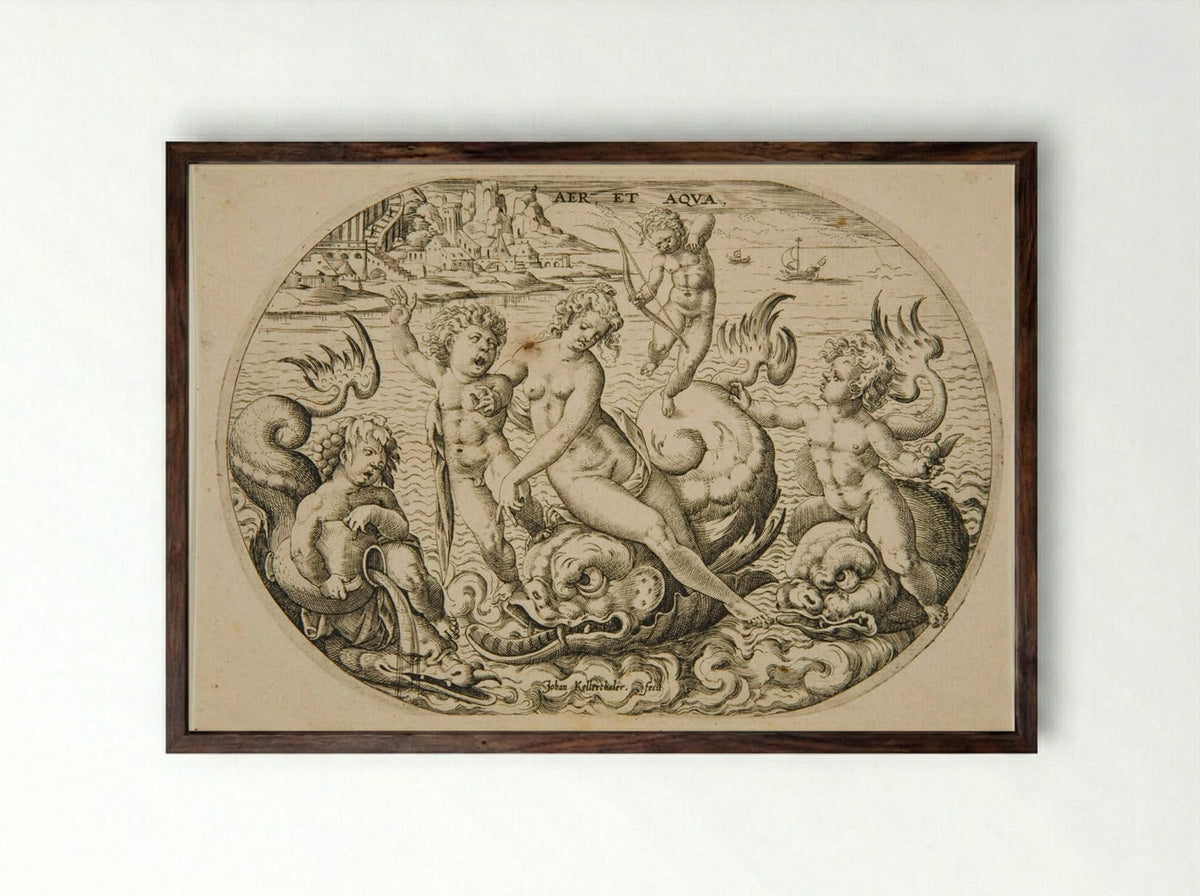 Air and Water - Johann Kellerthaler the Younger - Framed Print Dark Wood