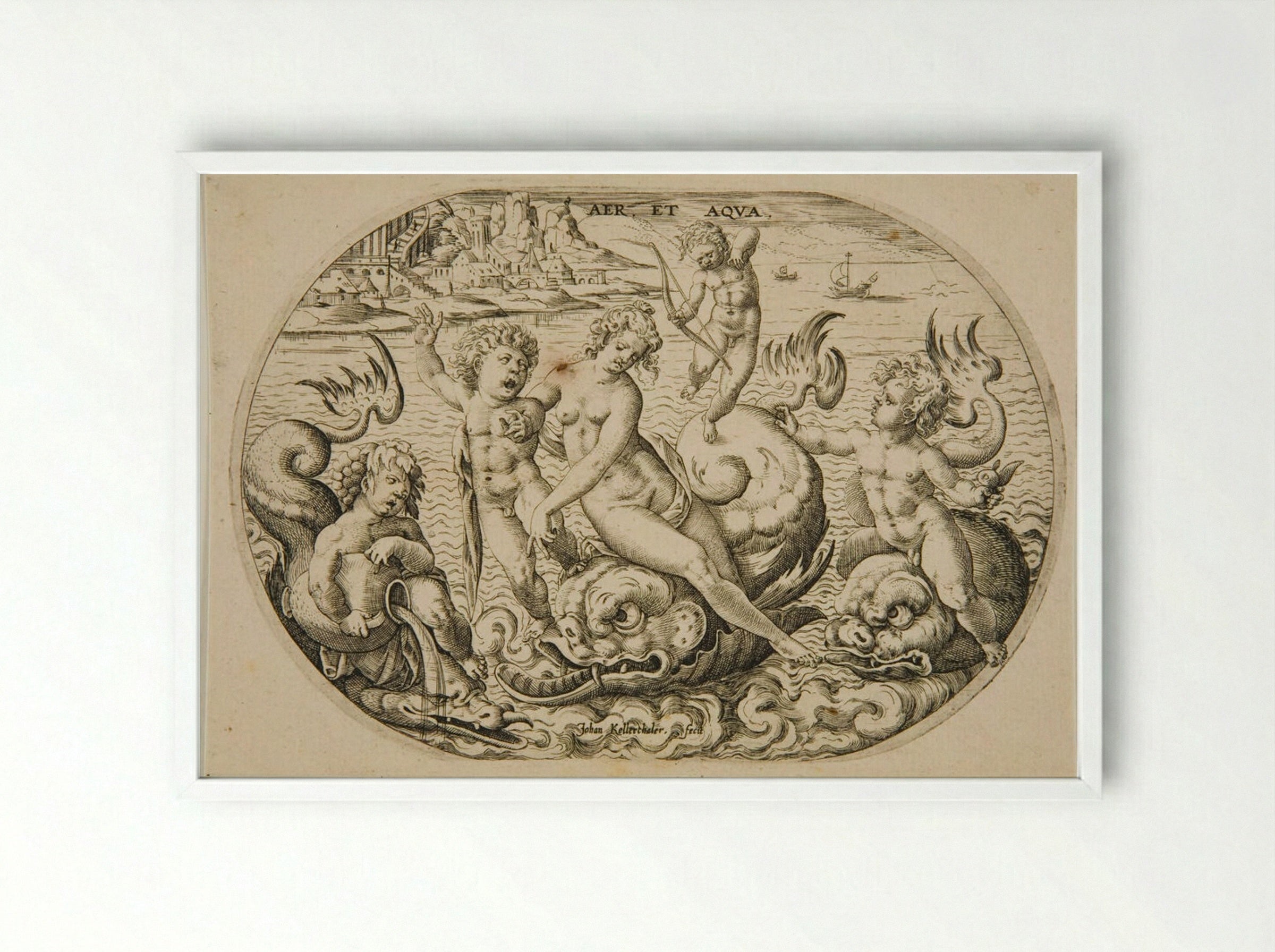 Air and Water - Johann Kellerthaler the Younger - Framed Print White