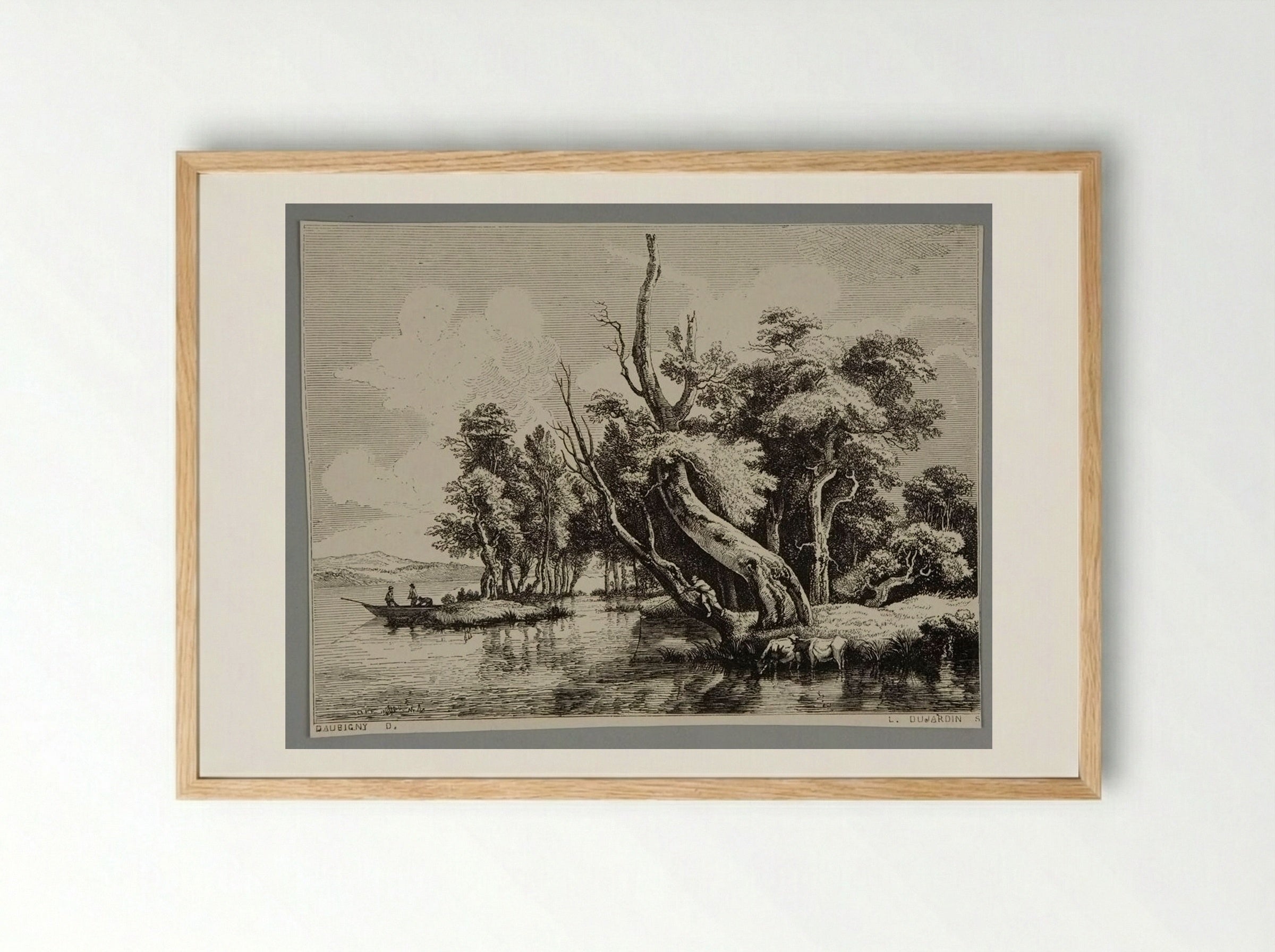 River Scene (After Daubigny) - Louis Dujardin - Framed Print Wood