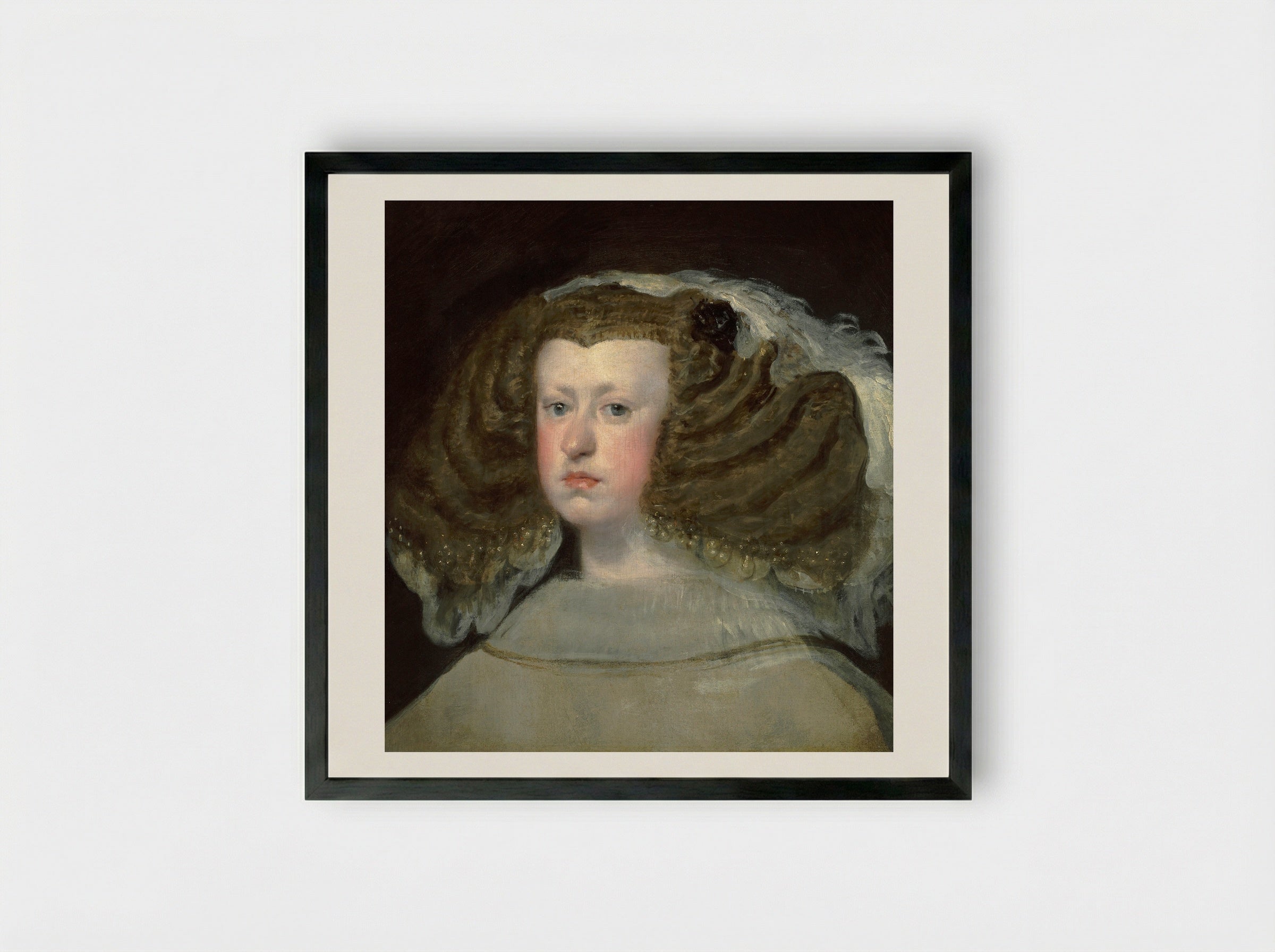 Mariana of Austria, Queen of Spain - Diego Velázquez - Framed Print Black