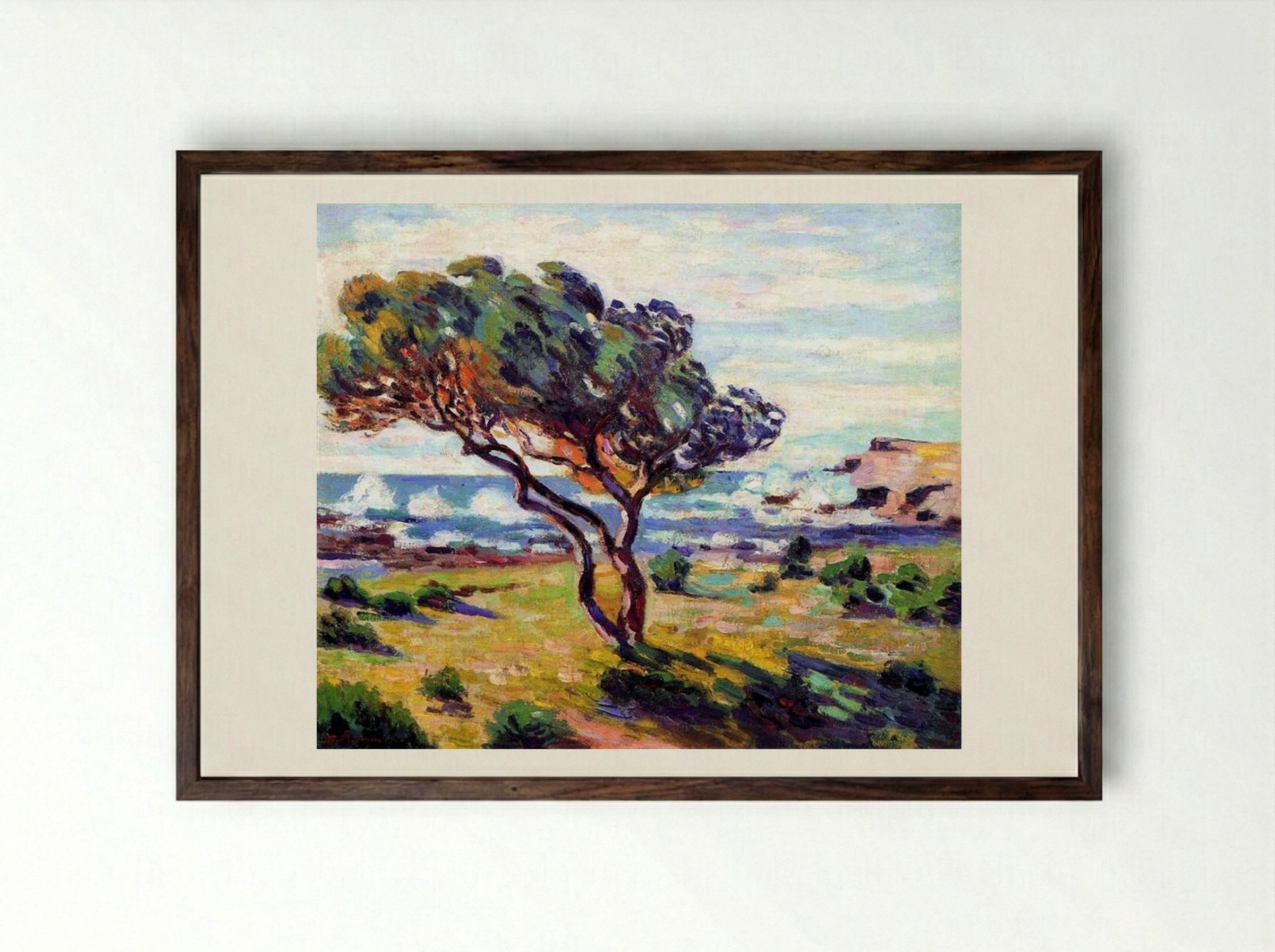 Rafales de vent, Le Brusc - Armand Guillaumin - Framed Print Dark Wood