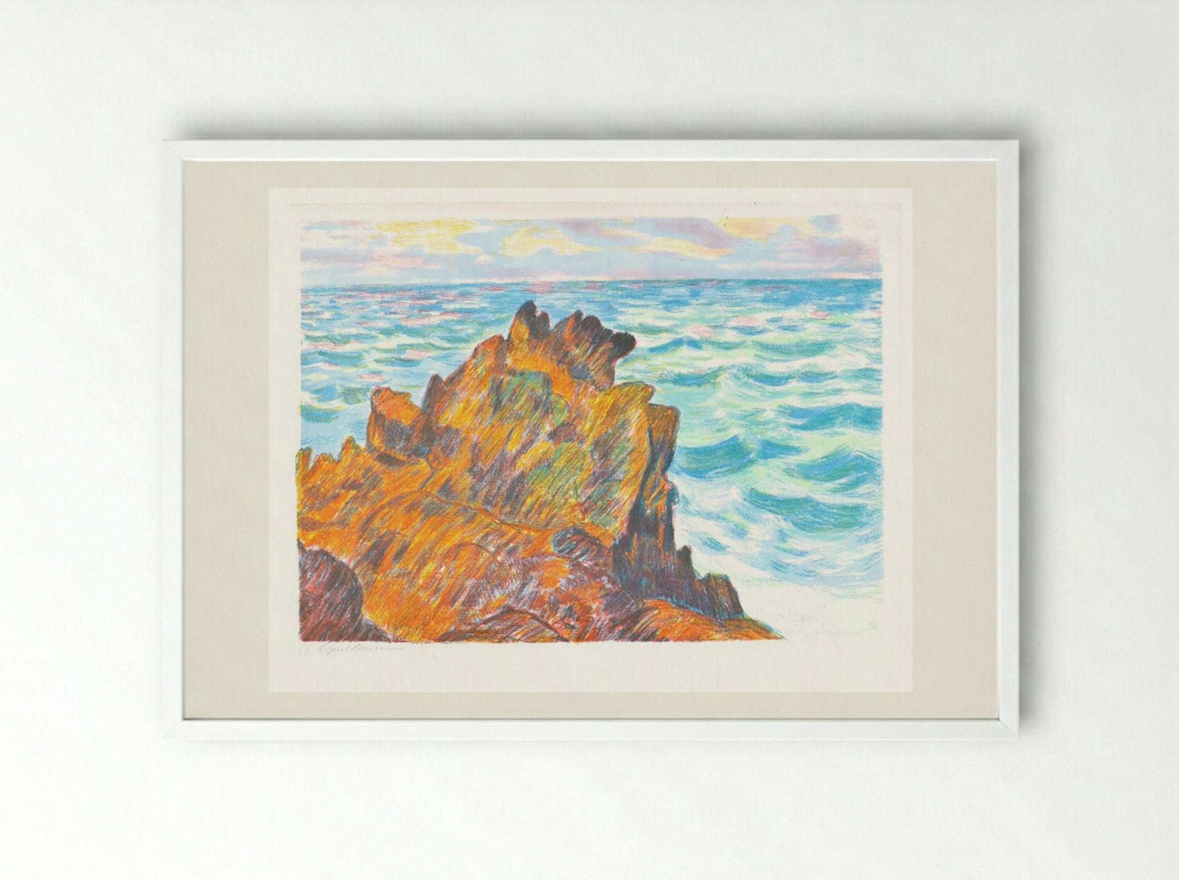 Les rochers rouges - Armand Guillaumin - Framed Print White
