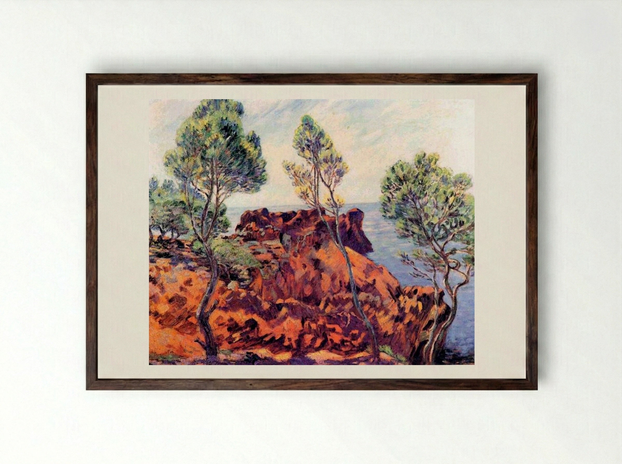 Agay, les Roches Rouges - Armand Guillaumin - Framed Print Dark Wood