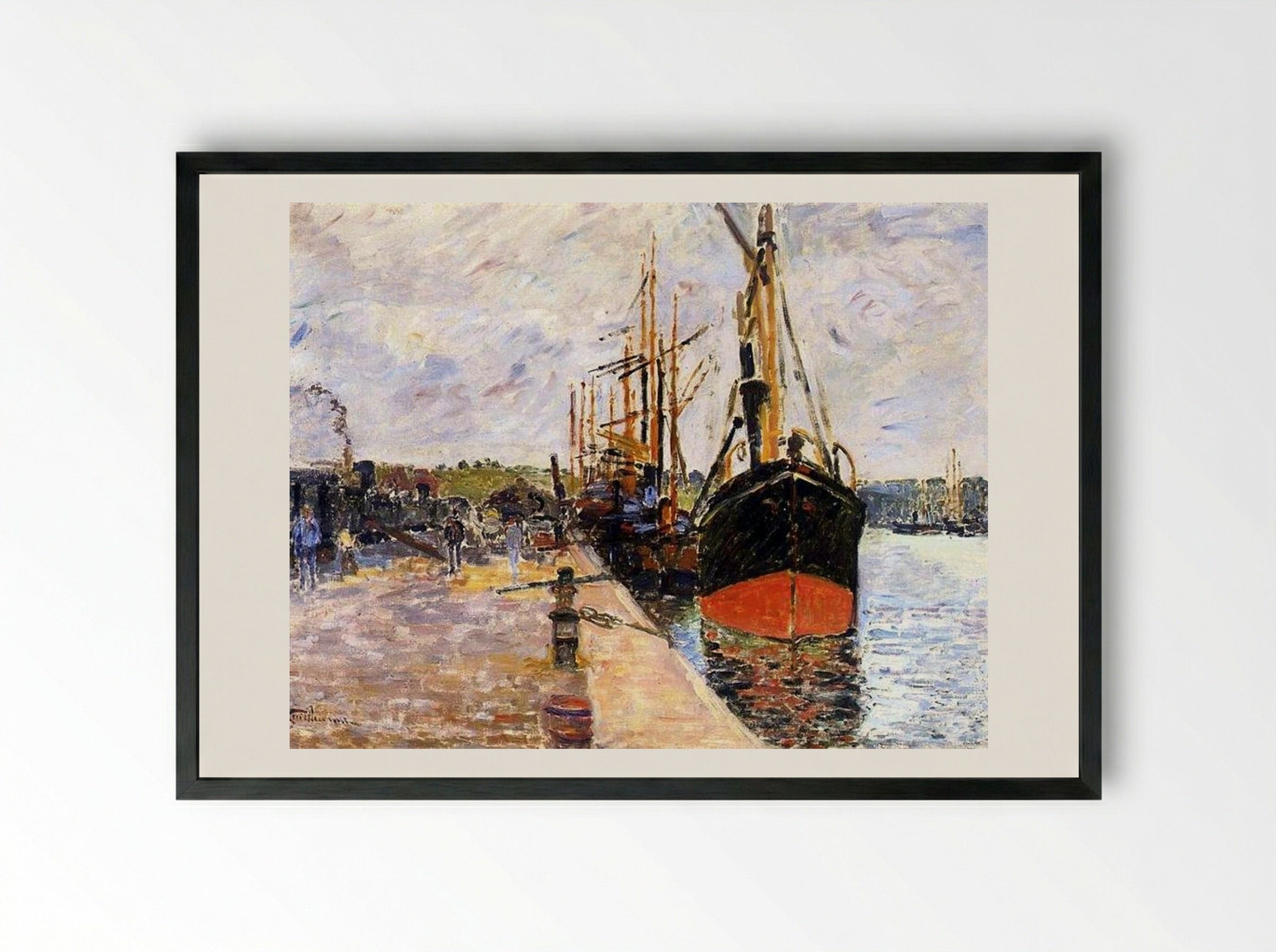 Vue de port - Armand Guillaumin - Framed Print Black