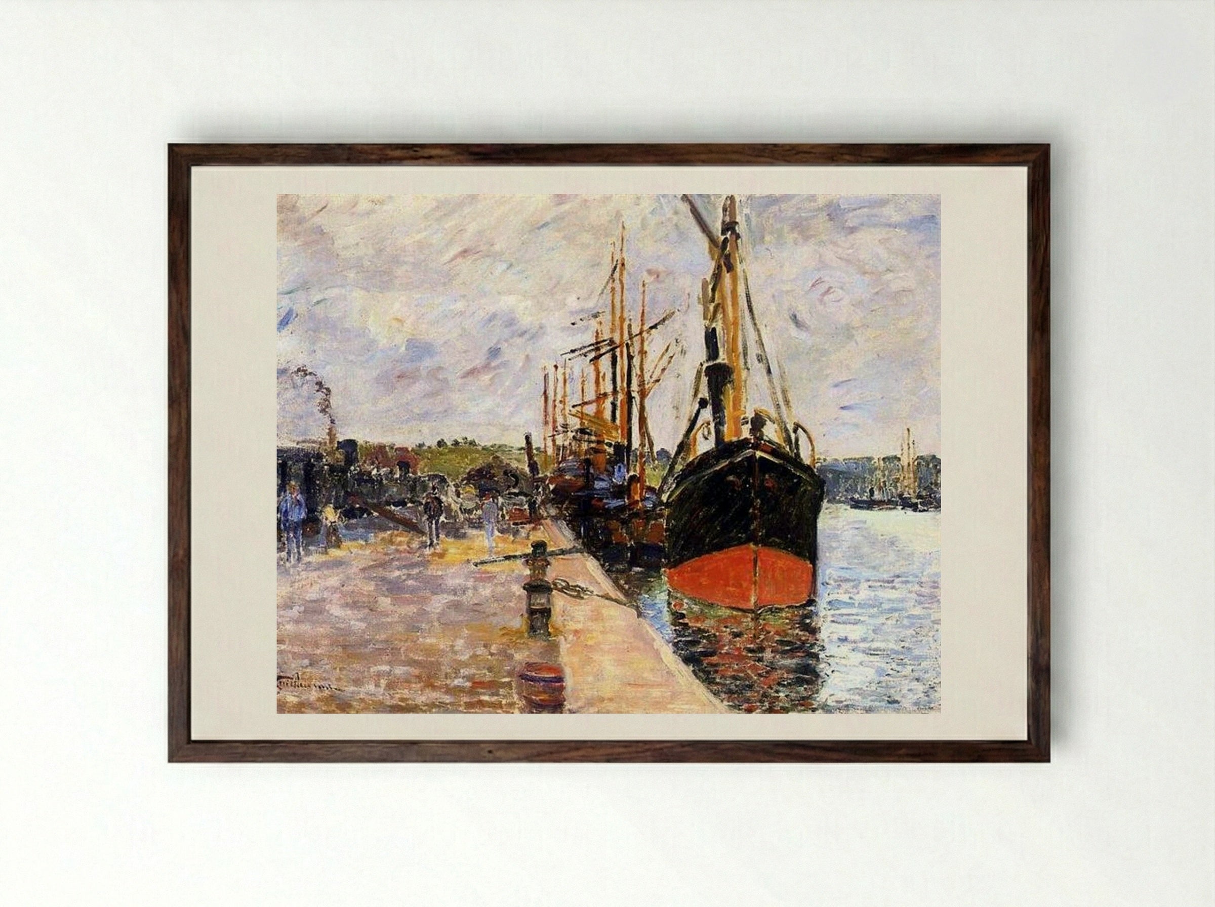 Vue de port - Armand Guillaumin - Framed Print Dark Wood
