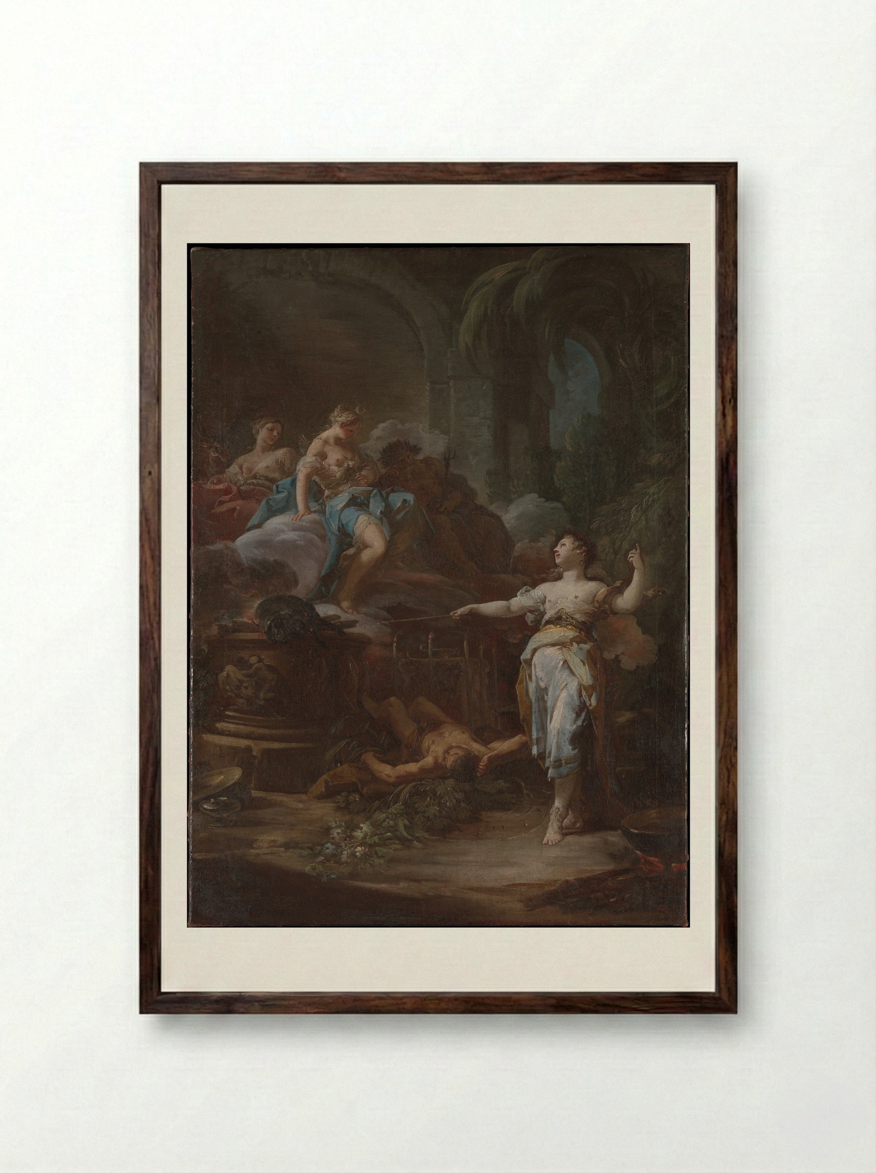 Medea Rejuvenating Aeson - Corrado Giaquinto - Framed Print Dark Wood