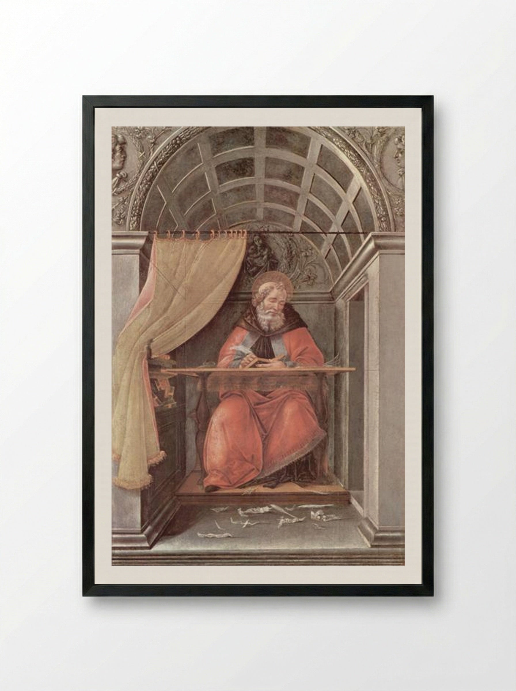St. Augustine in his cell - Sandro Botticelli - Framed Print Black