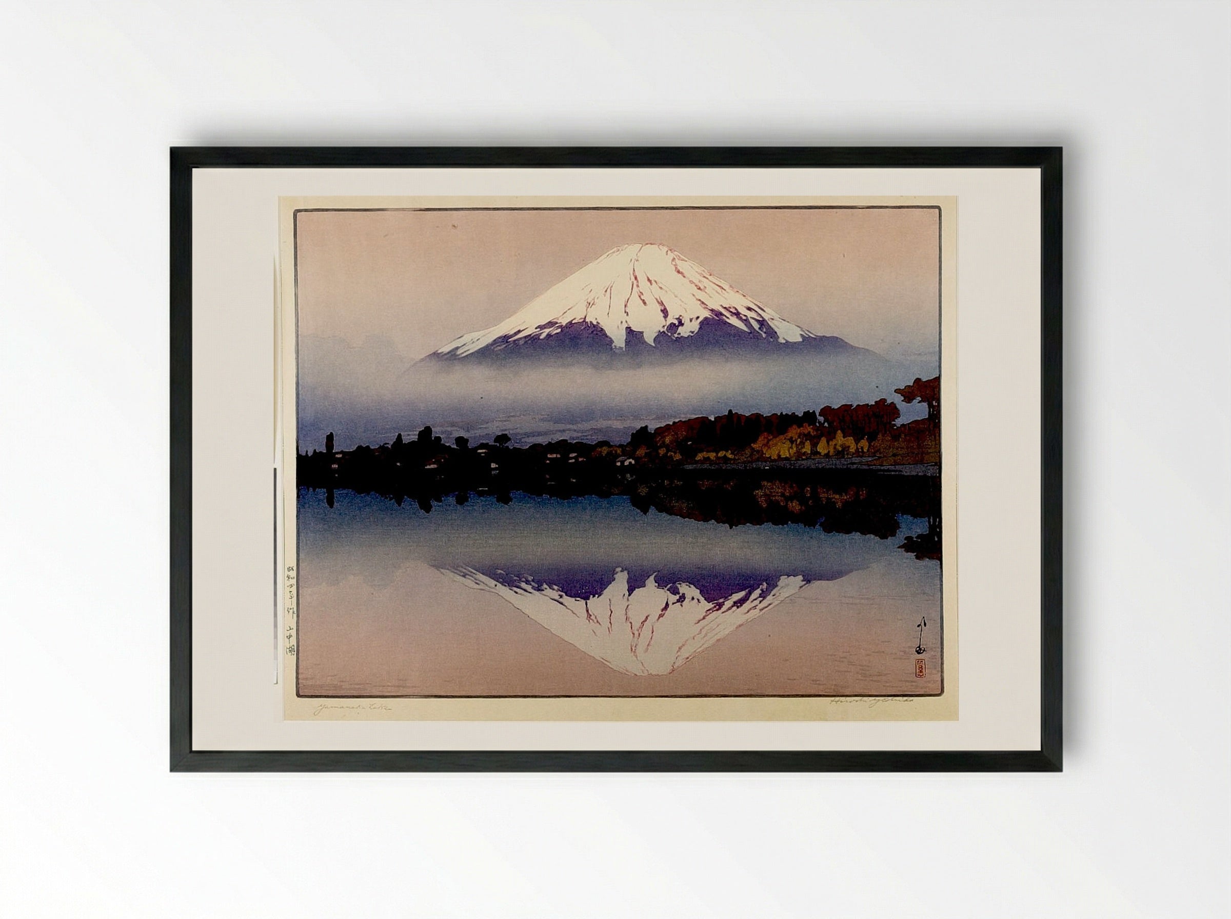 Yamanaka Lake (Yamanaka-ko) - Yoshida Hiroshi - Framed Print Black