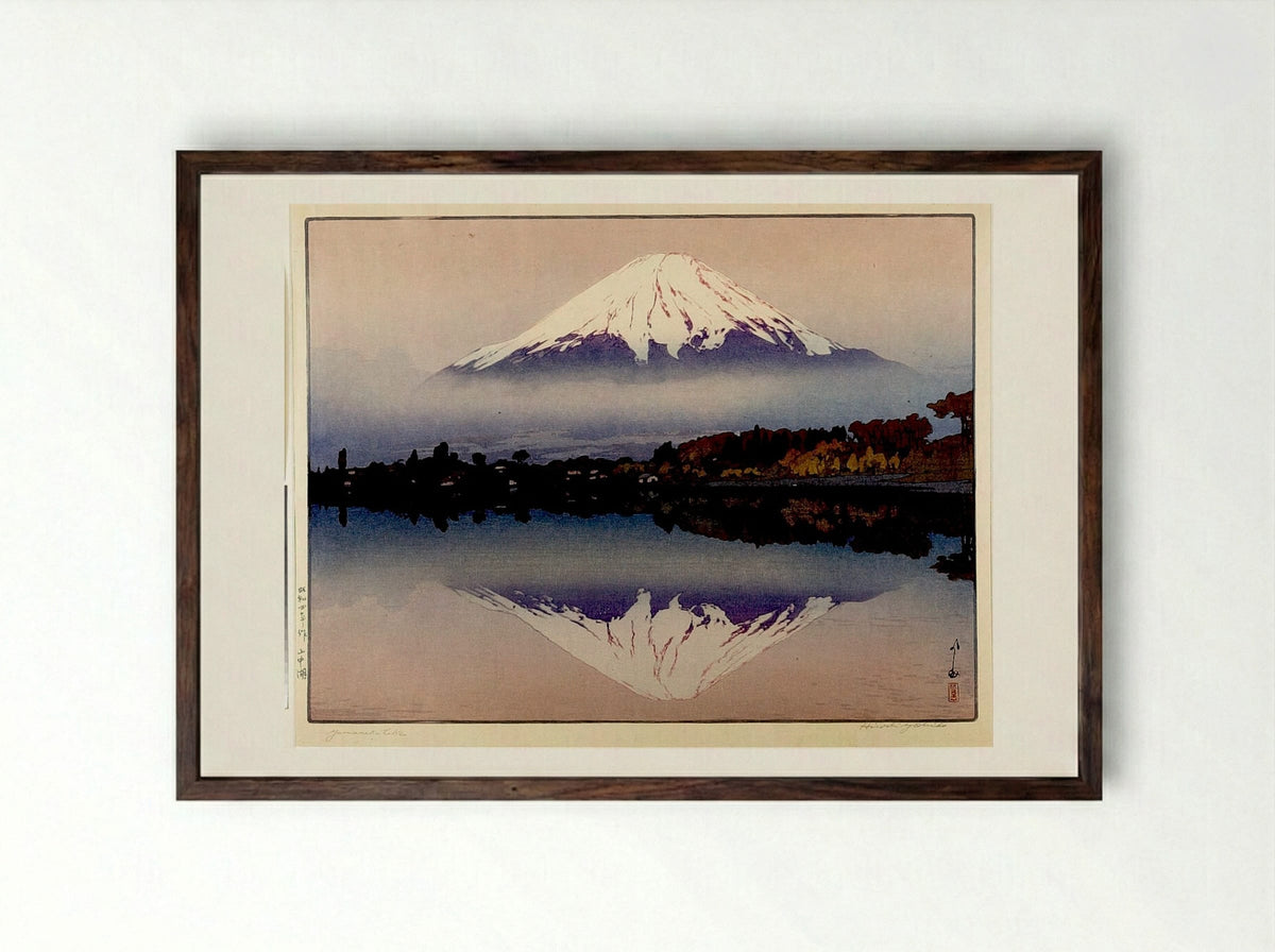 Yamanaka Lake (Yamanaka-ko) - Yoshida Hiroshi - Framed Print Dark Wood