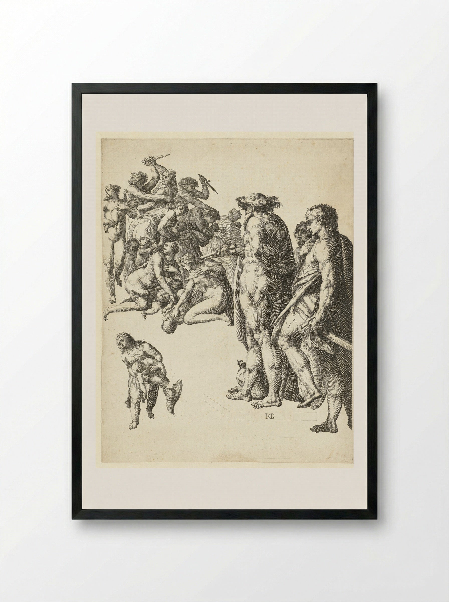 The Massacre of the Innocents - Hendrick Goltzius - Framed Print Black