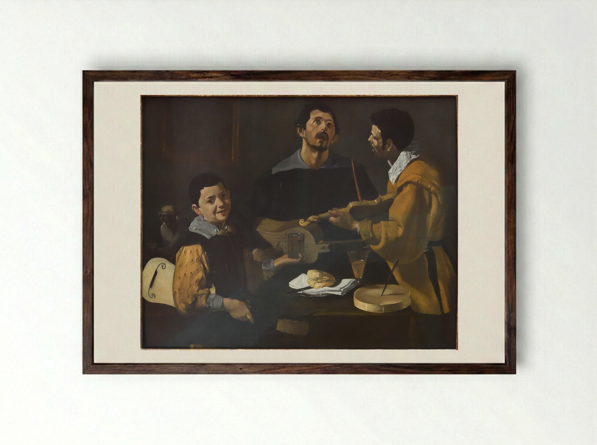 Three Musicians - Diego Velázquez - Framed Print Dark Wood