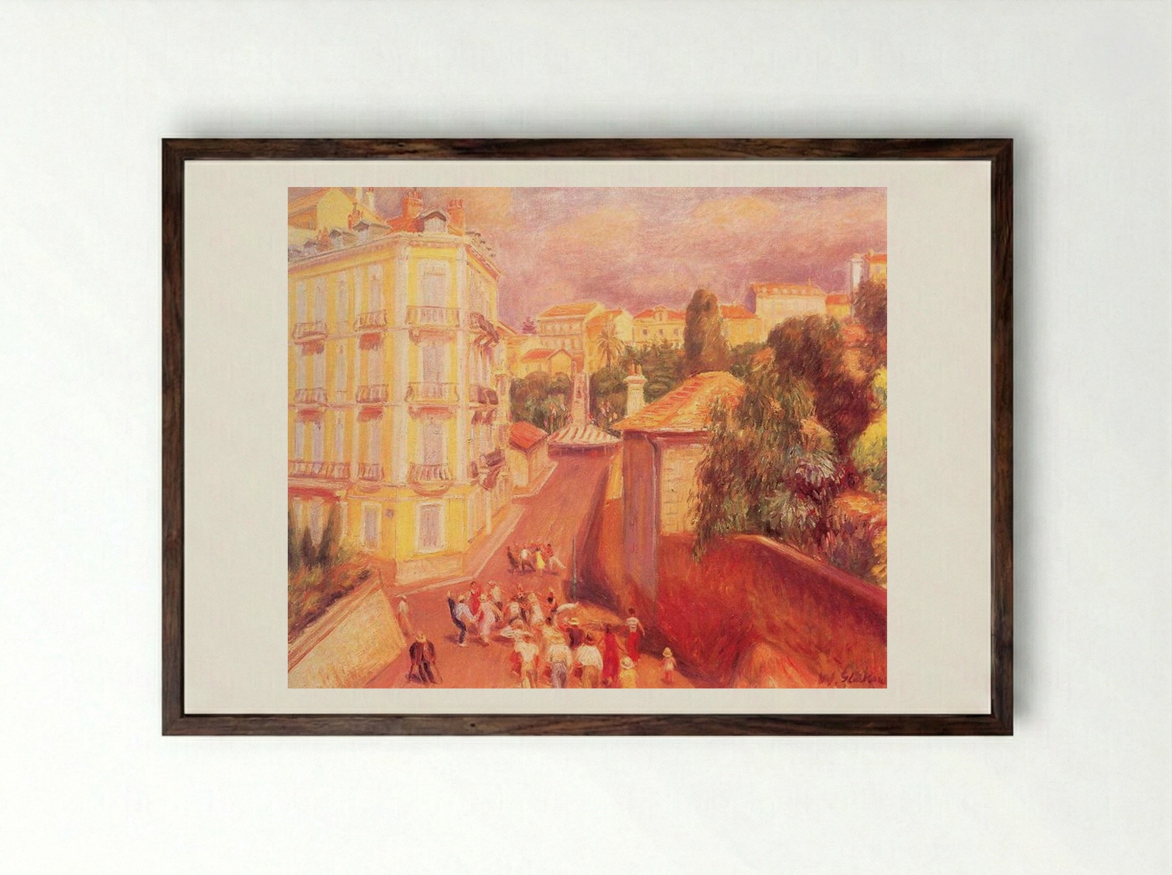 Fête de Suquet - William James Glackens - Framed Print Dark Wood