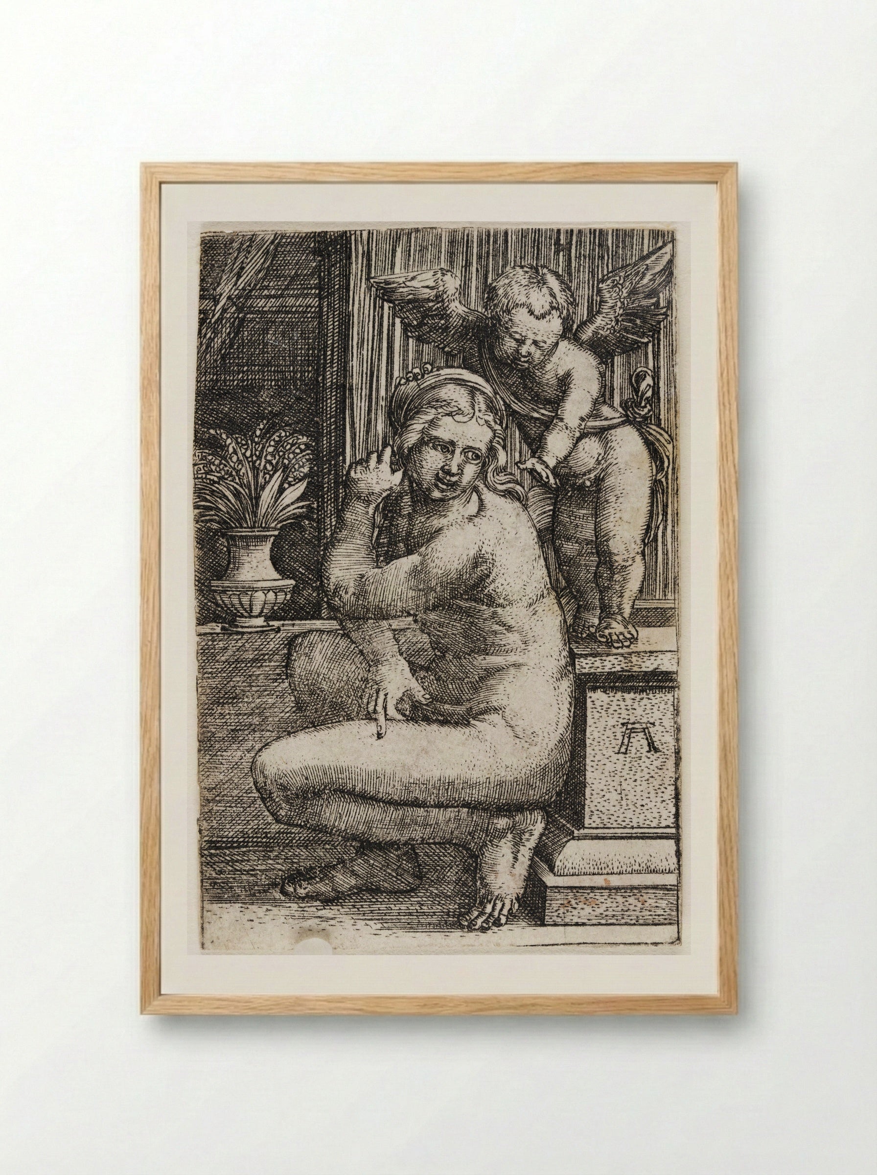 Crouching Venus - Albrecht Altdorfer - Framed Print Wood