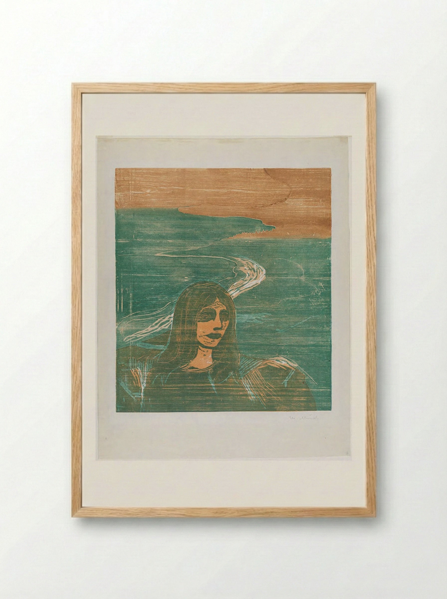 Woman's Head against the Shore - Edvard Munch - Framed Print Wood