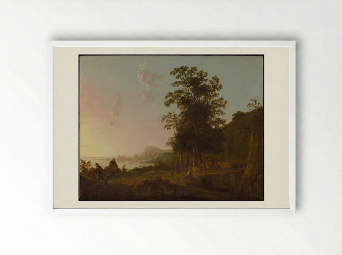 Landscape with the Flight into Egypt - Aelbert Cuyp - Framed Print White