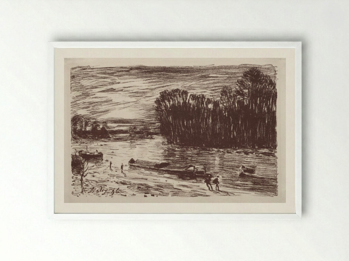Bords du Loing, près Saint-Mammès - Alfred Sisley - Framed Print White