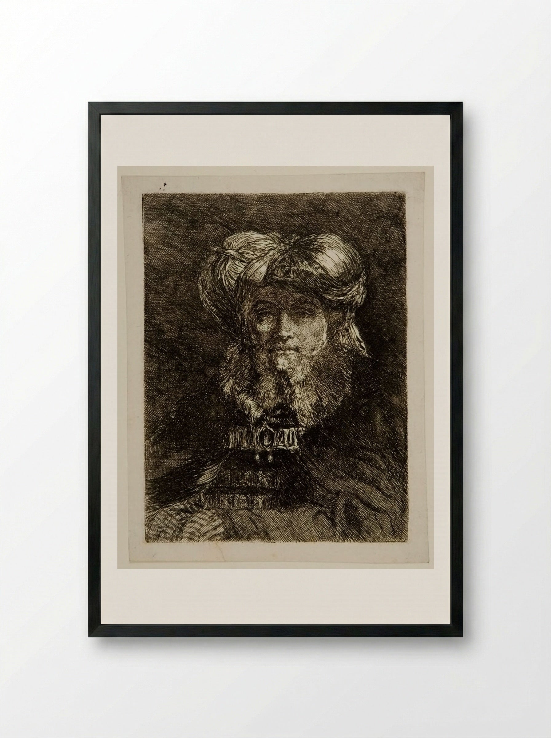 Old Man in the Manner of Rembrandt - Giovanni Domenico Tiepolo - Framed Print Black
