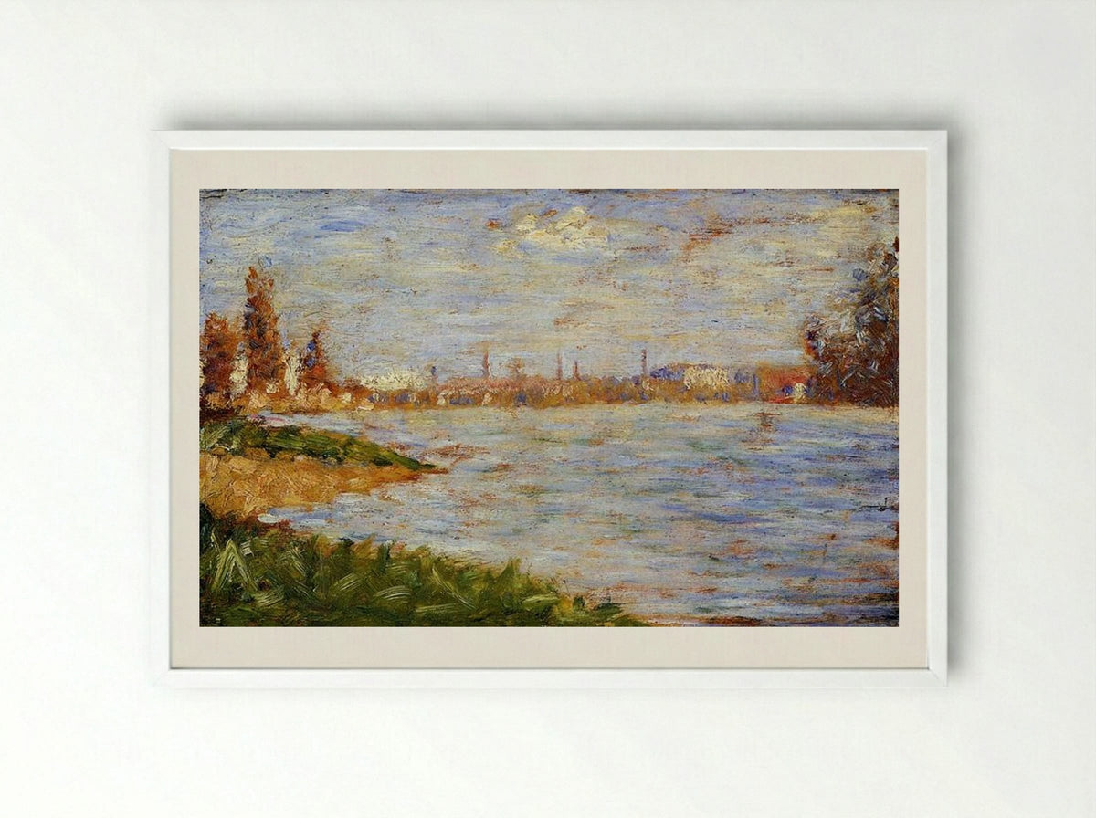The Riverbanks - Georges Seurat - Framed Print White