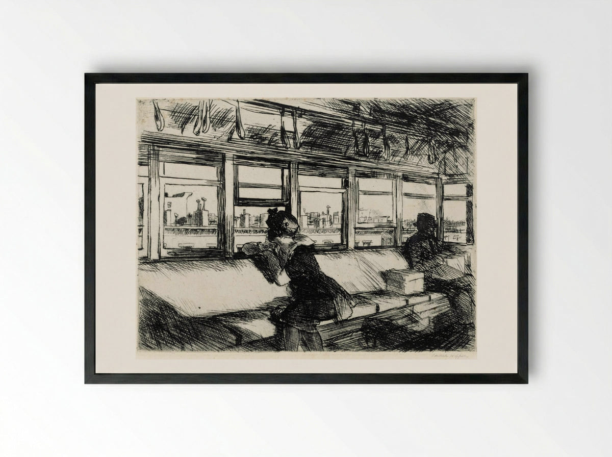The El Station - Edward Hopper - Framed Print Black