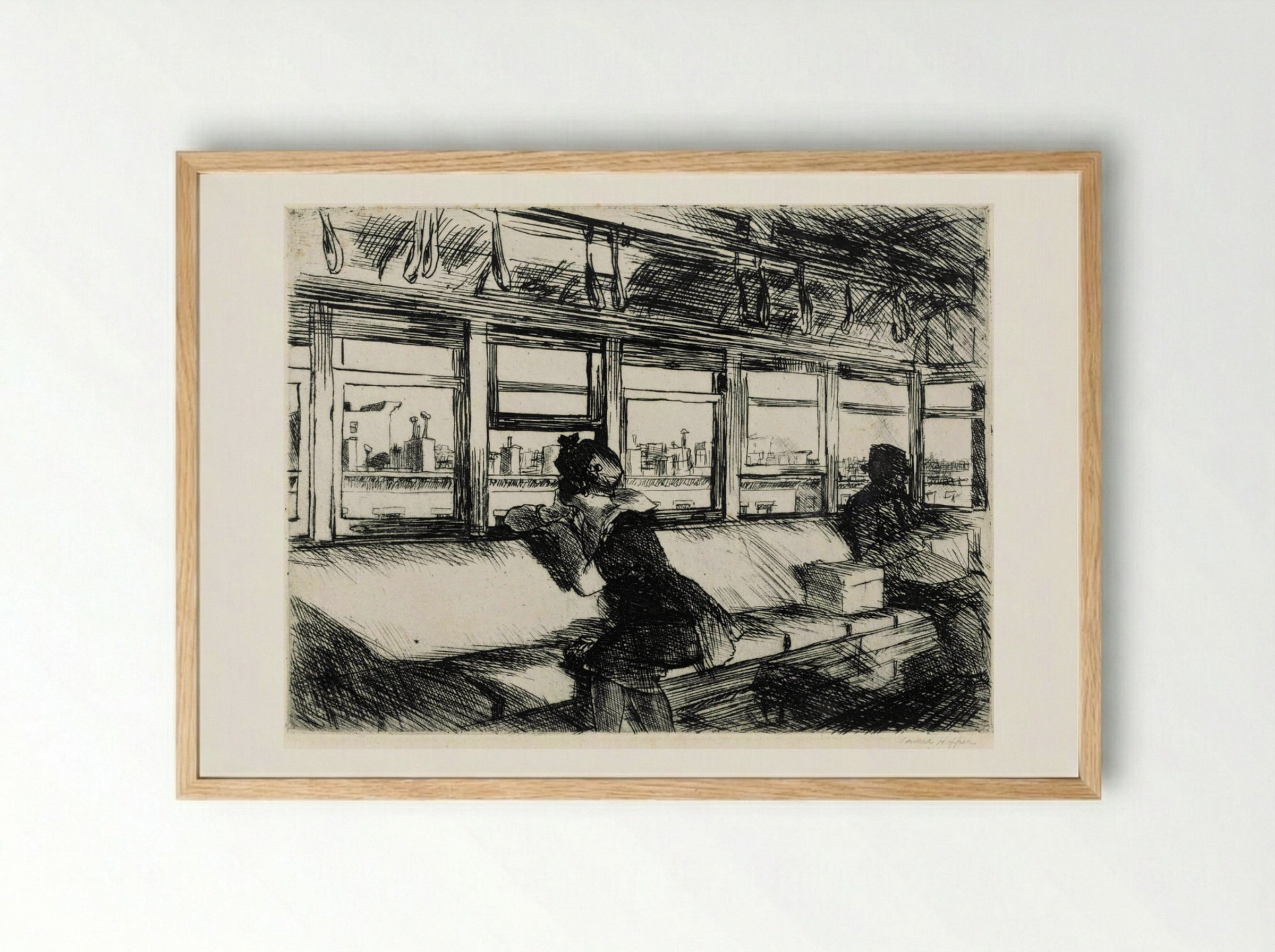 The El Station - Edward Hopper - Framed Print Wood