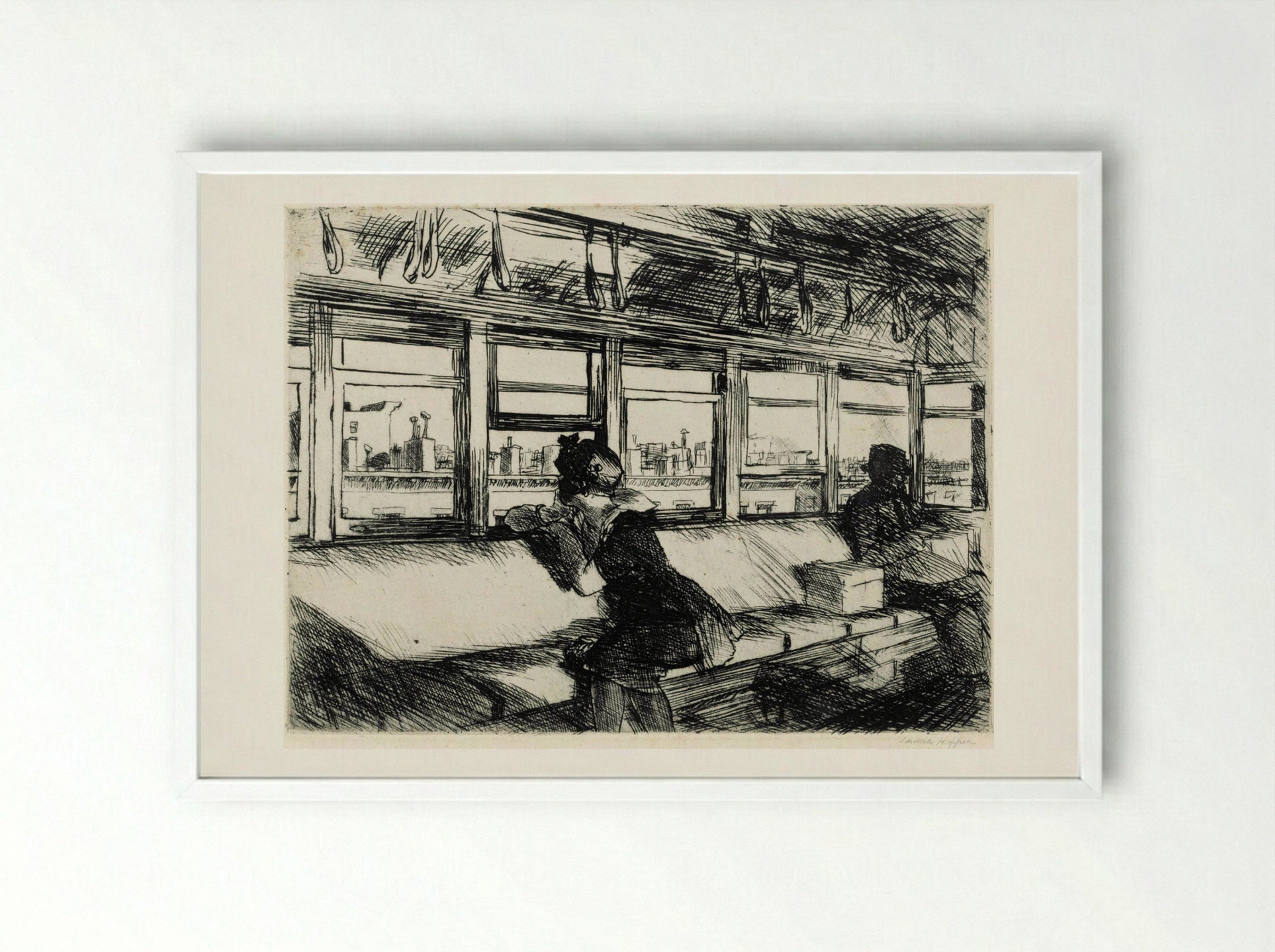 The El Station - Edward Hopper - Framed Print White
