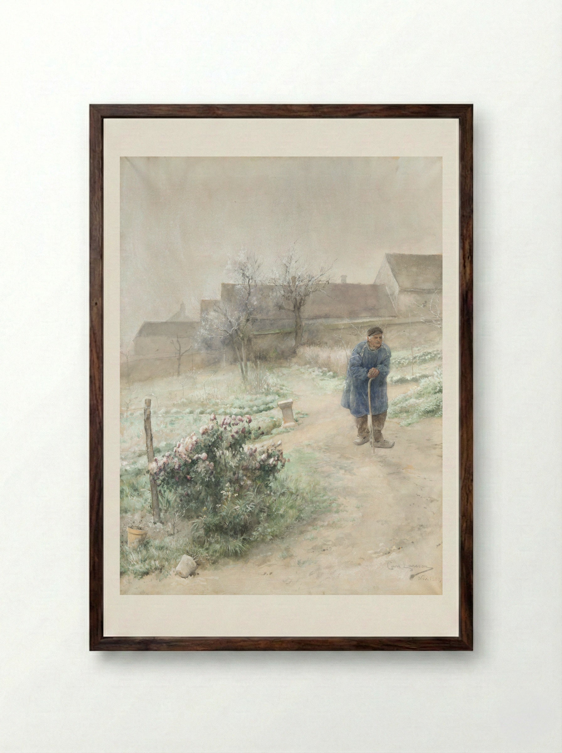 November - Carl Larsson - Framed Print Dark Wood