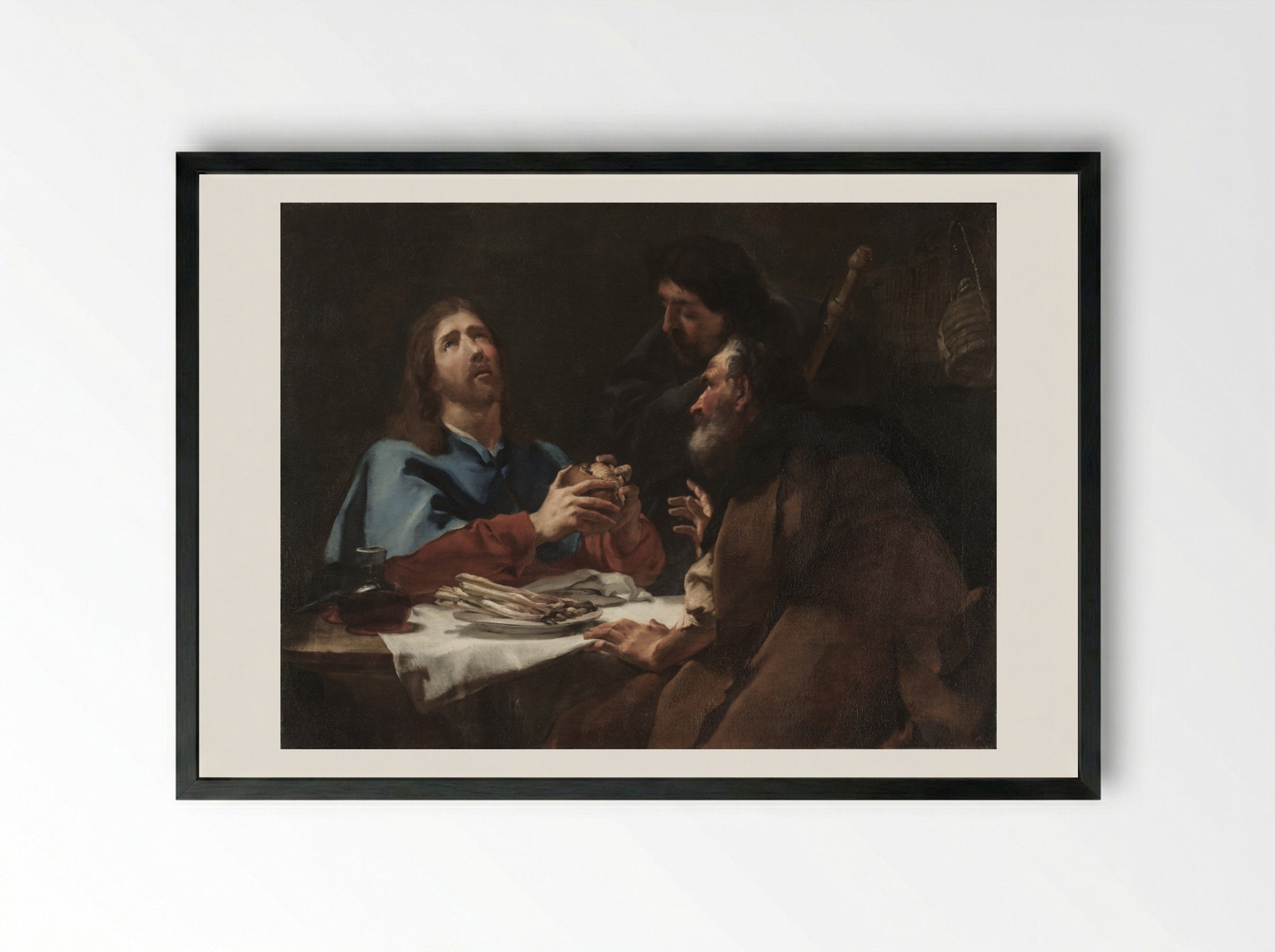 The Supper at Emmaus - Giovanni Battista Piazzetta - Framed Print Black