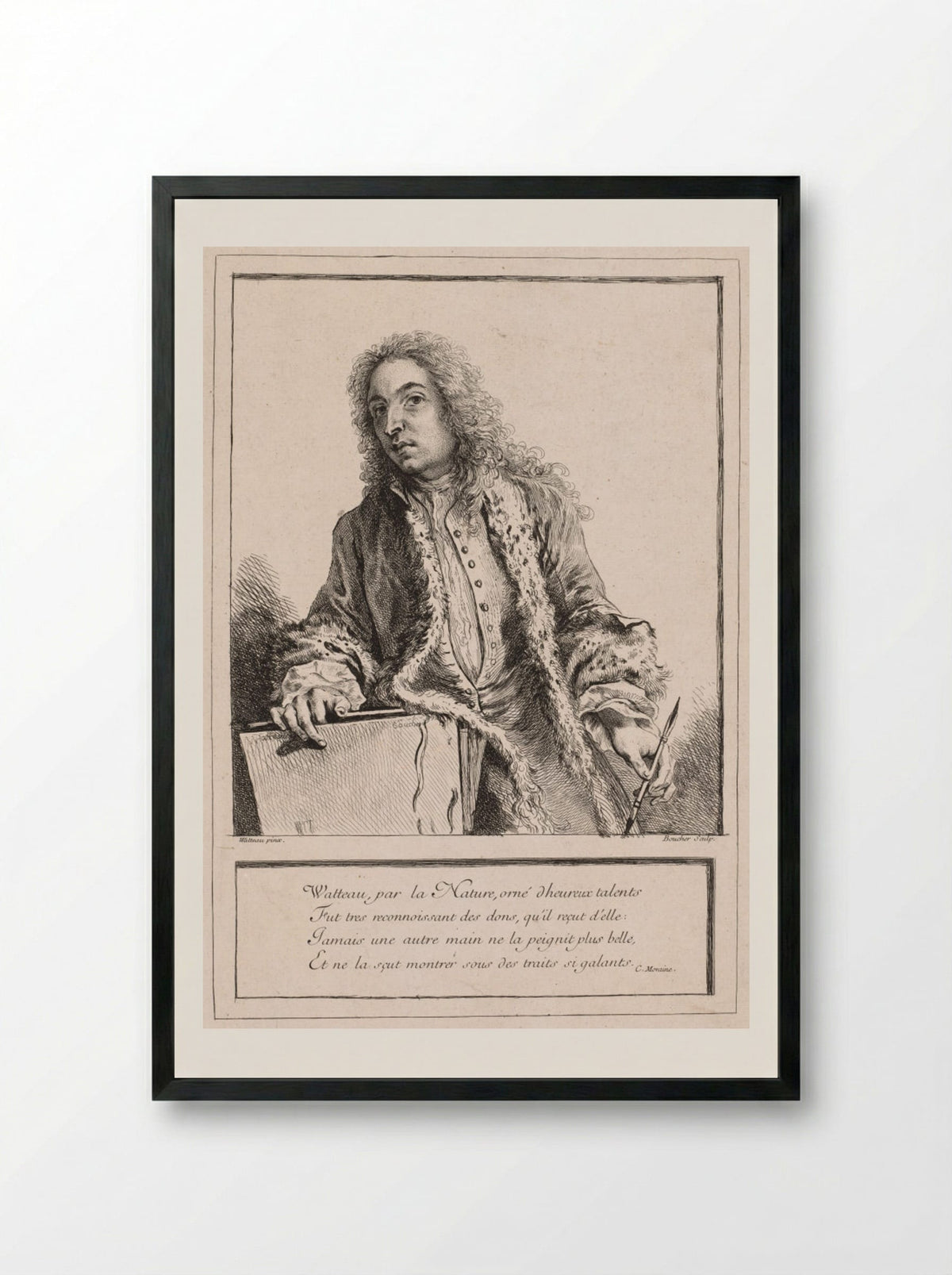 Antoine Watteau - François Boucher - Framed Print Black