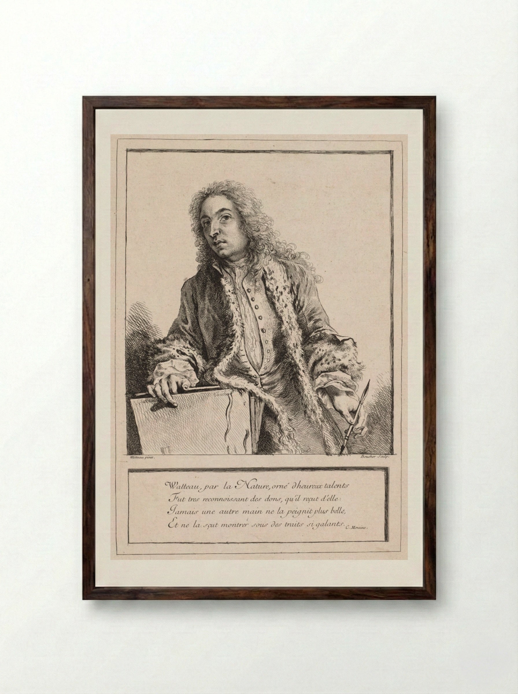 Antoine Watteau - François Boucher - Framed Print Dark Wood