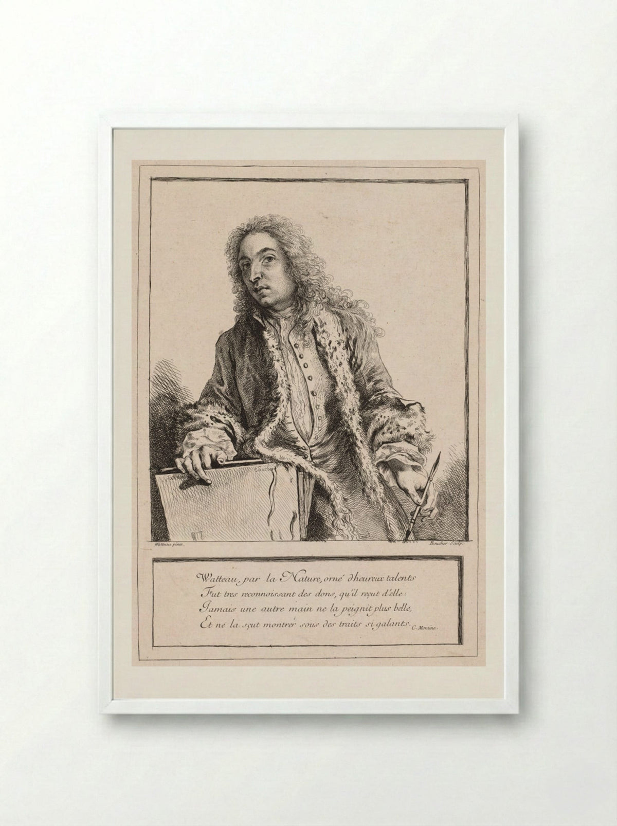 Antoine Watteau - François Boucher - Framed Print White
