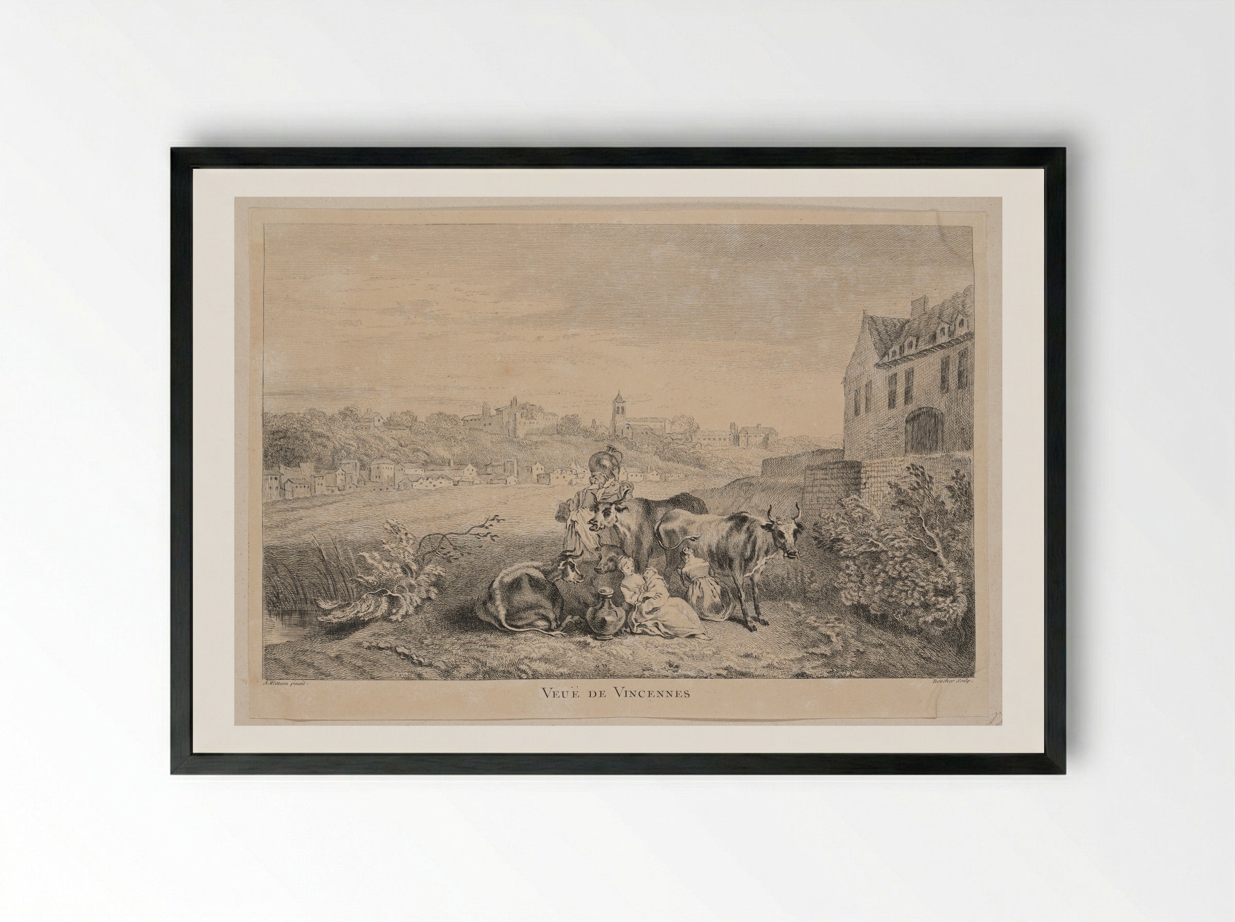 Veuë de Vincennes - François Boucher - Framed Print Black