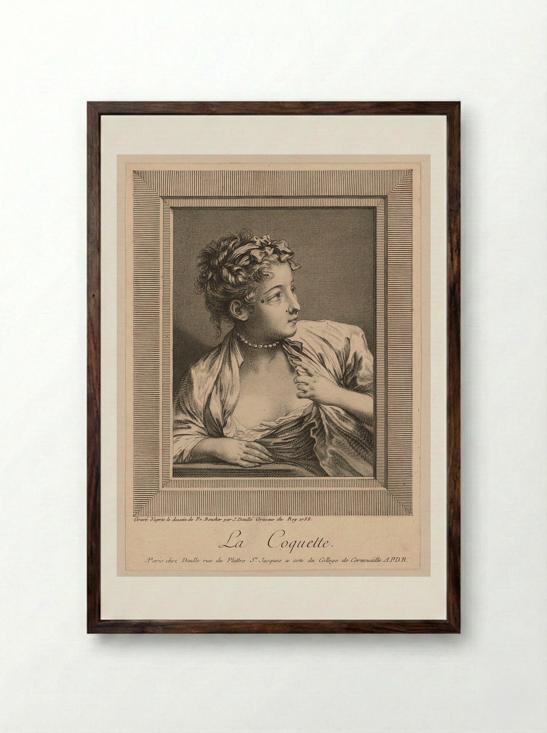 The Coquette - François Boucher - Framed Print Dark Wood