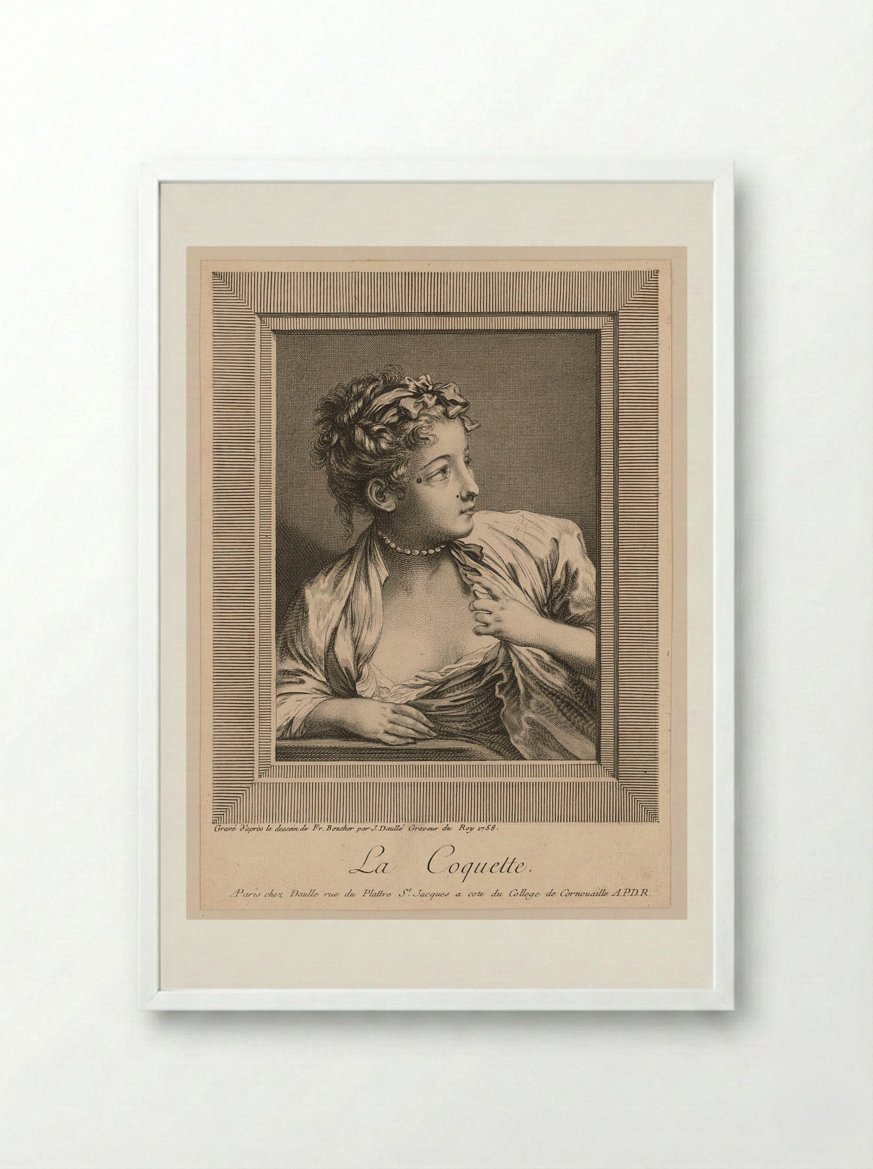 The Coquette - François Boucher - Framed Print White