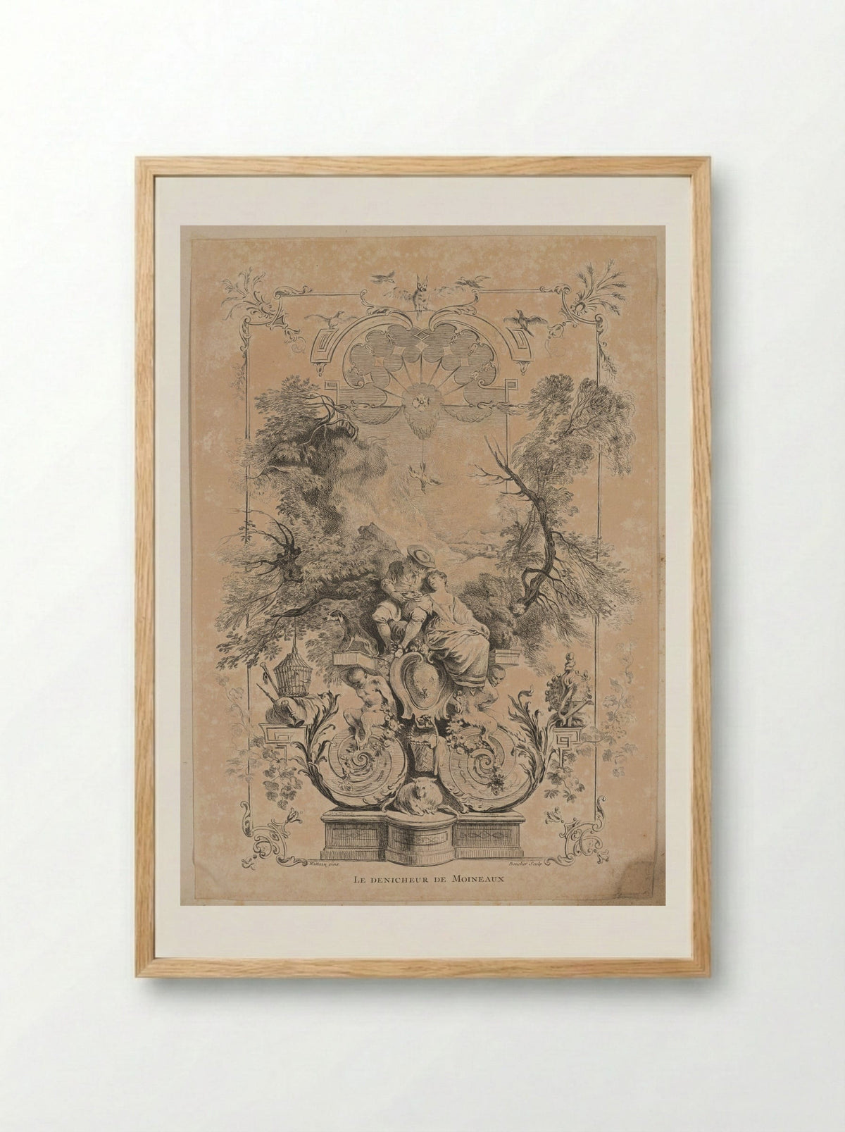 Le Dénicheur de Moineaux - François Boucher - Framed Print Wood