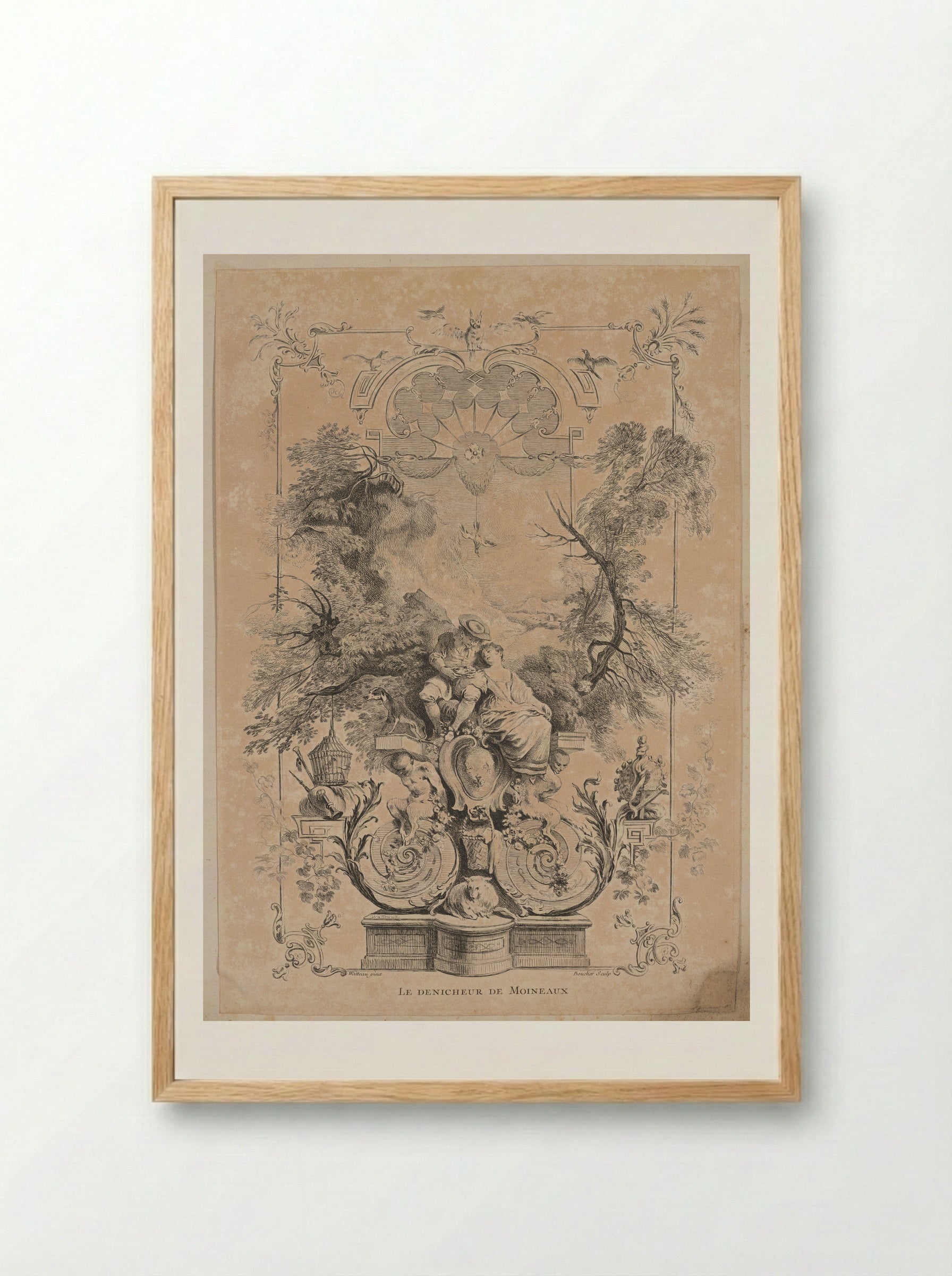 Le Dénicheur de Moineaux - François Boucher - Framed Print Wood