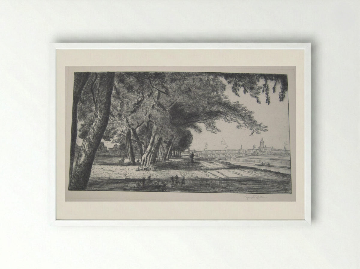 View of Frankfurt - Hans Thoma - Framed Print White