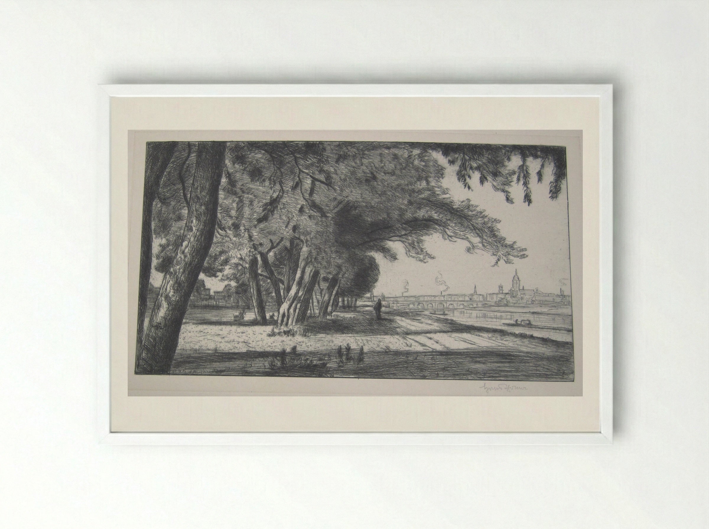 View of Frankfurt - Hans Thoma - Framed Print White