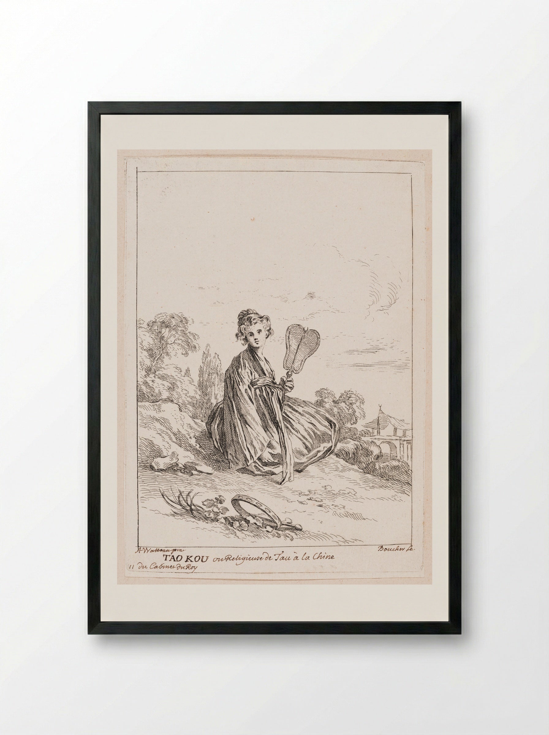 Tao Kou ou Religieuse de Tau à la Chine - François Boucher - Framed Print Black