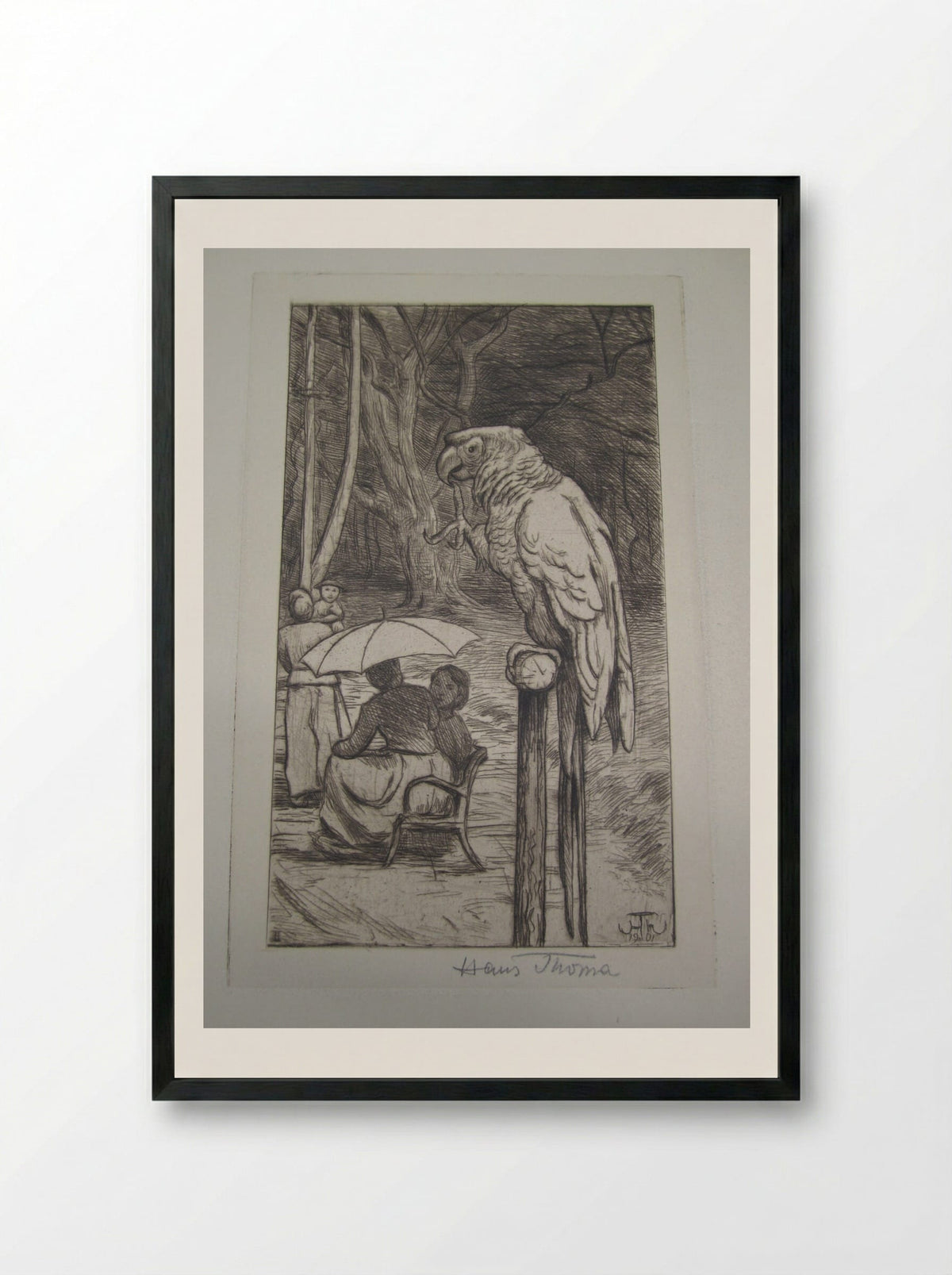 The Parrot - Hans Thoma - Framed Print Black