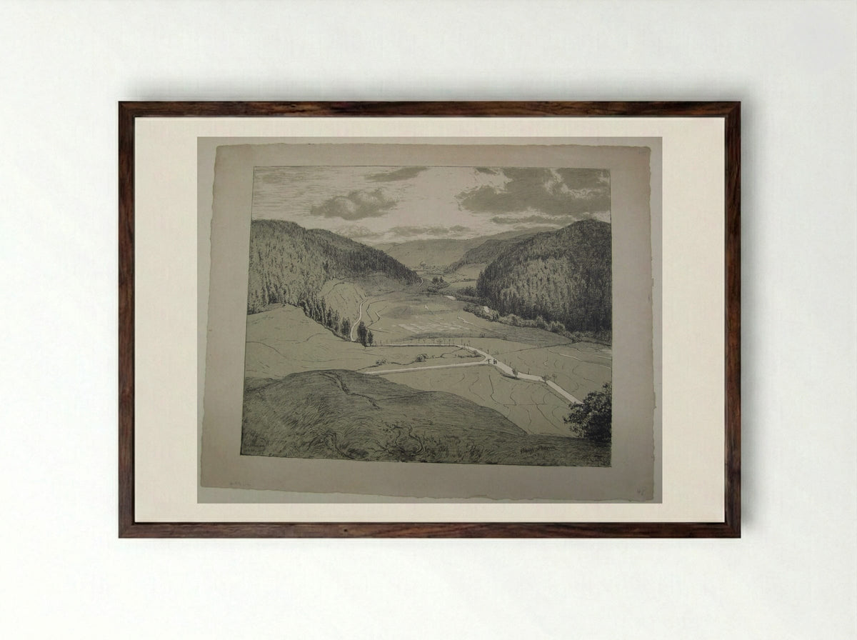 View of St. Blaise - Hans Thoma - Framed Print Dark Wood