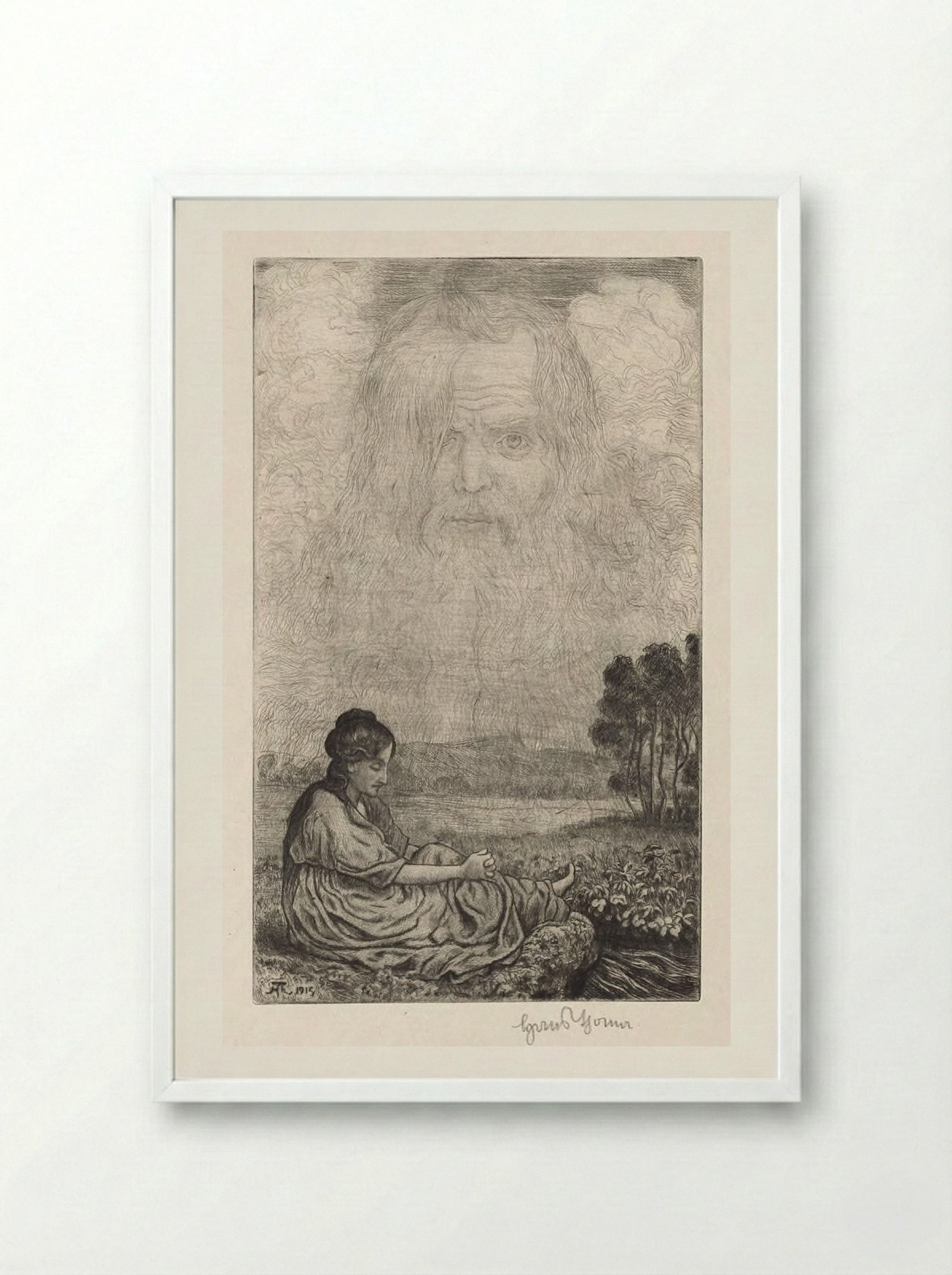 Miracle of the Clouds - Hans Thoma - Framed Print White