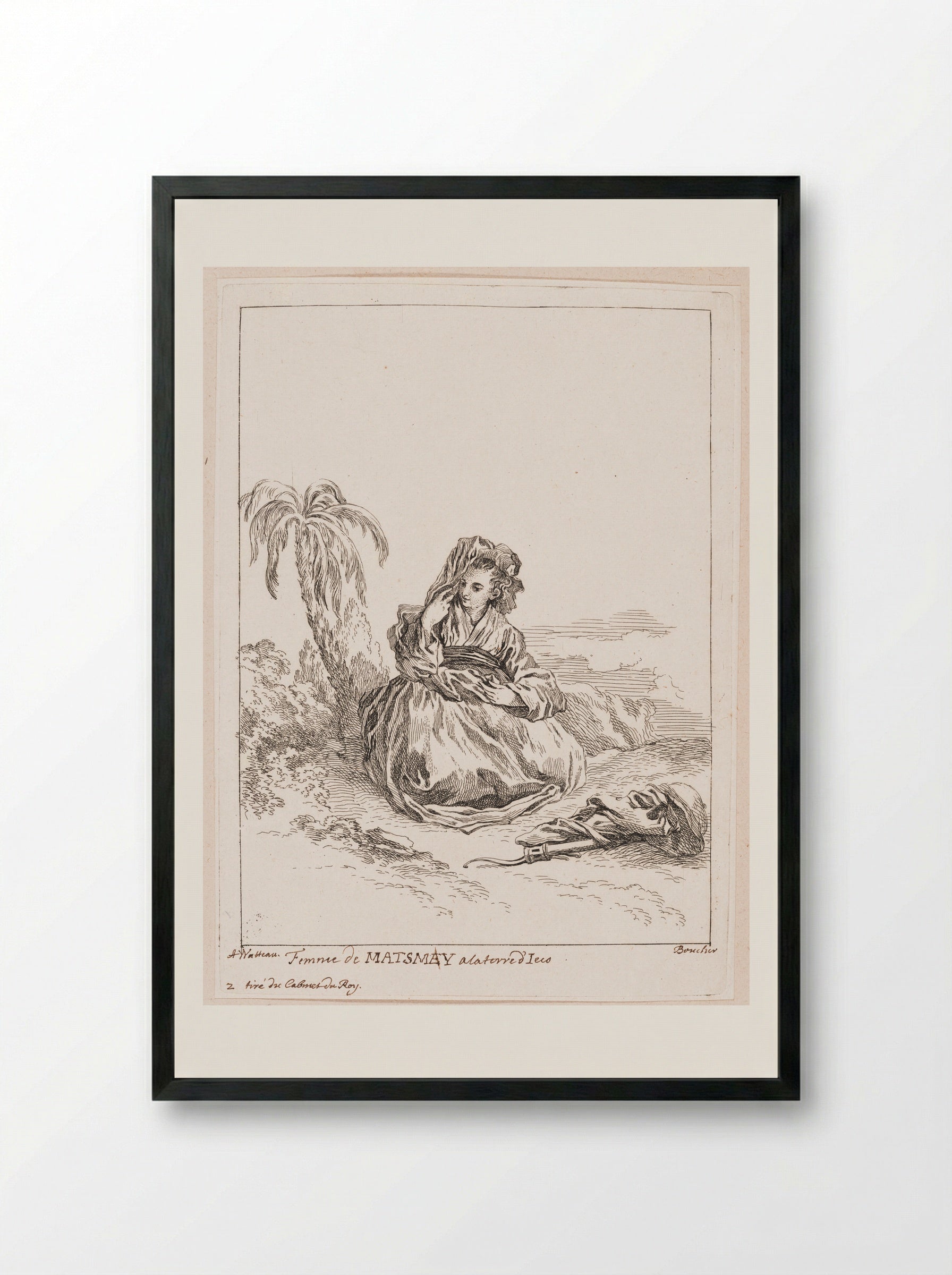 Woman from Matsmey in the Land of D'ieço - François Boucher - Framed Print Black